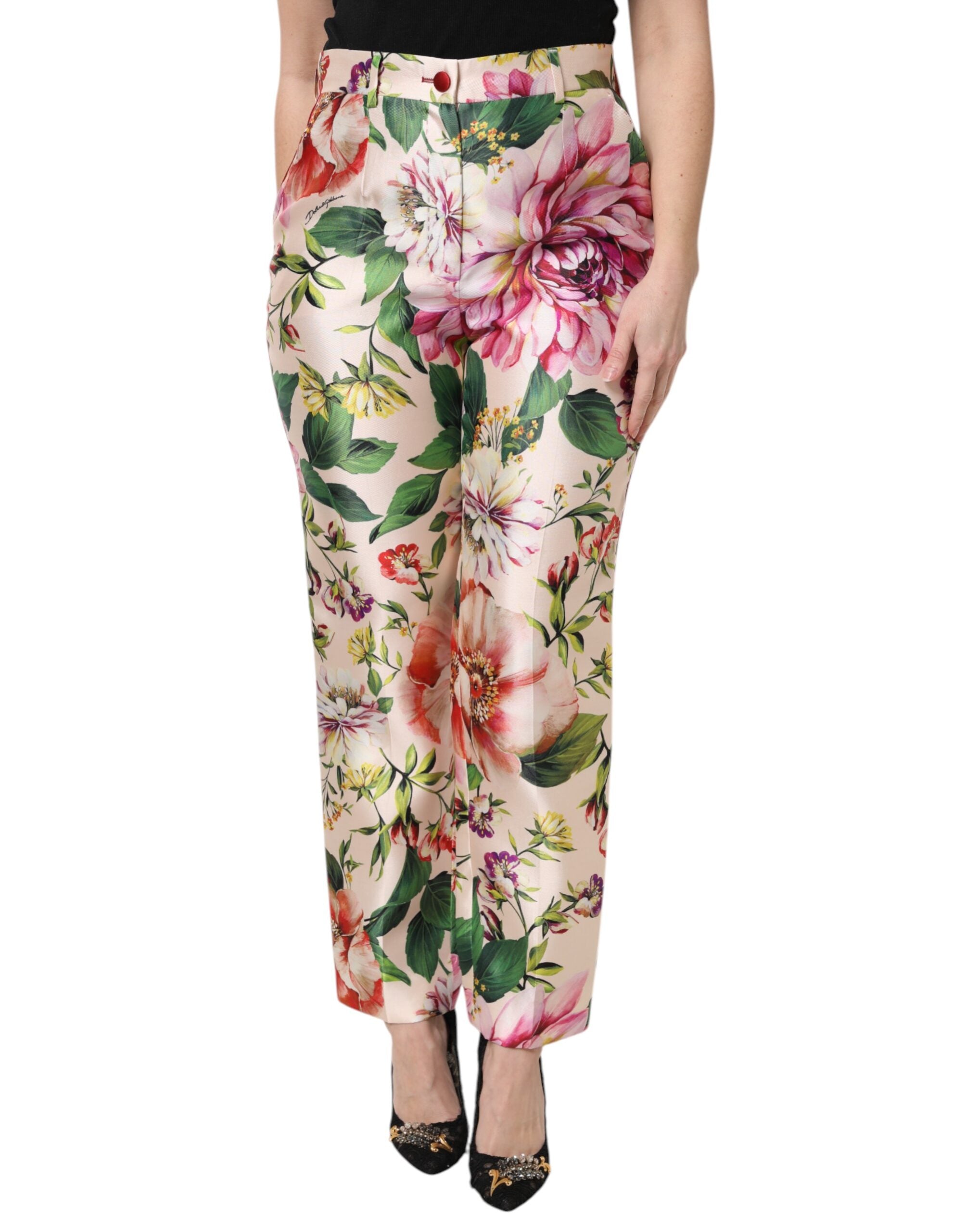 Dolce & Gabbana Multicolor Floral High Waist Straight Women's Pants