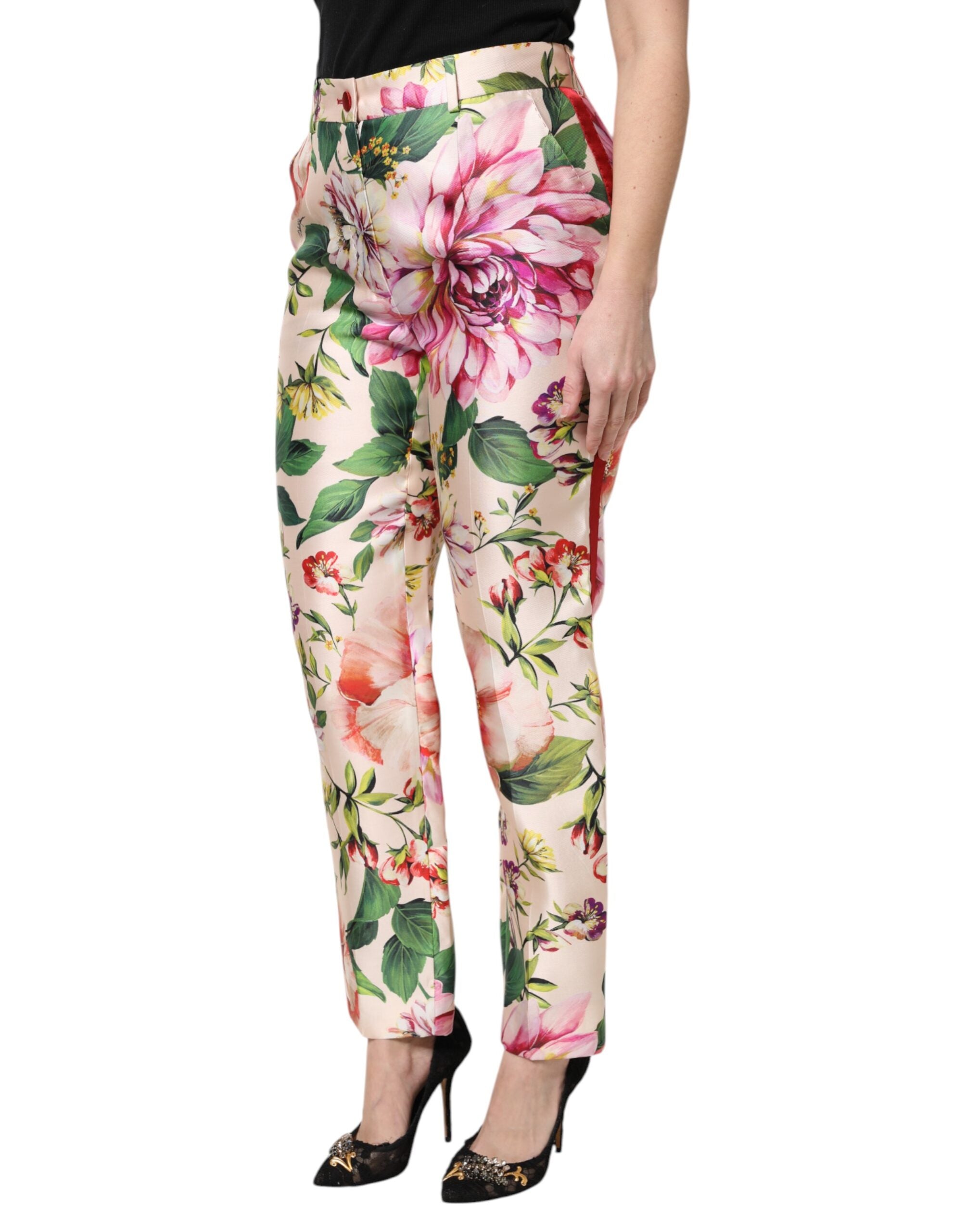 Dolce & Gabbana Multicolor Floral High Waist Straight Women's Pants