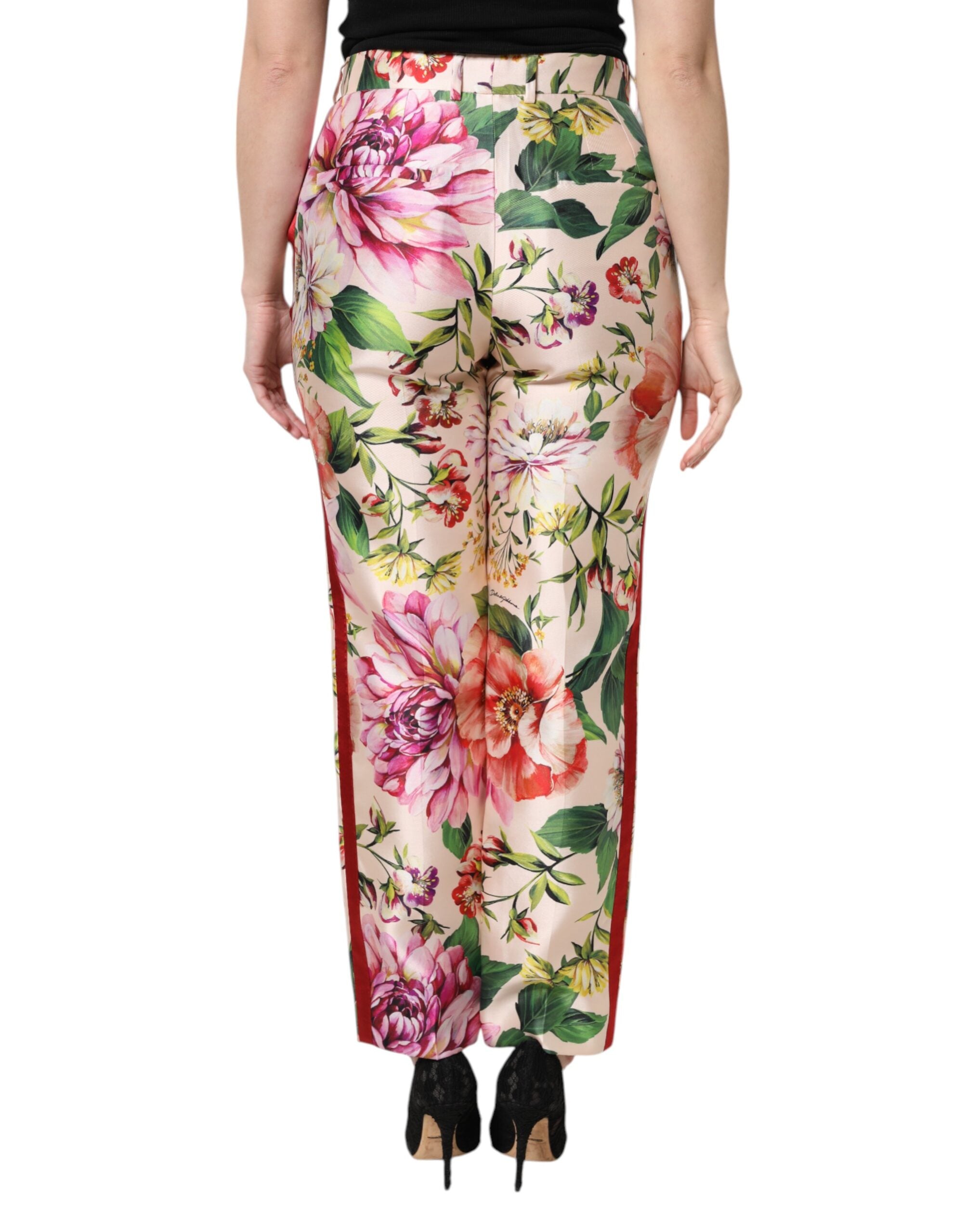 Dolce & Gabbana Multicolor Floral High Waist Straight Women's Pants