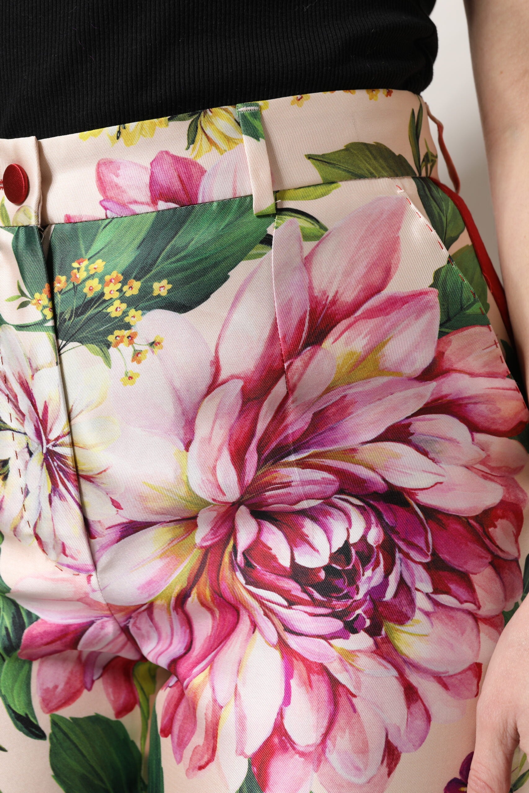 Dolce & Gabbana Multicolor Floral High Waist Straight Women's Pants