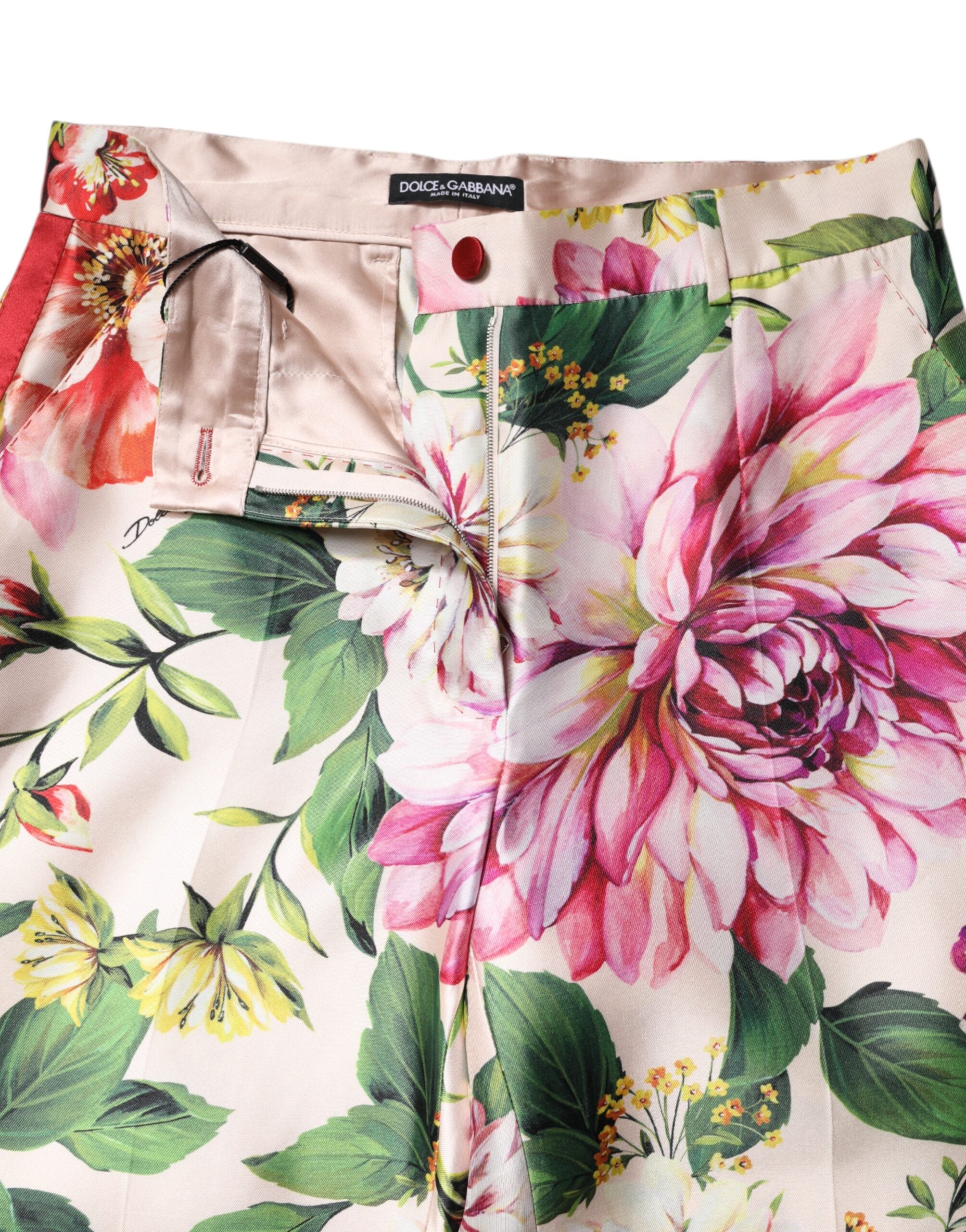 Dolce & Gabbana Multicolor Floral High Waist Straight Women's Pants