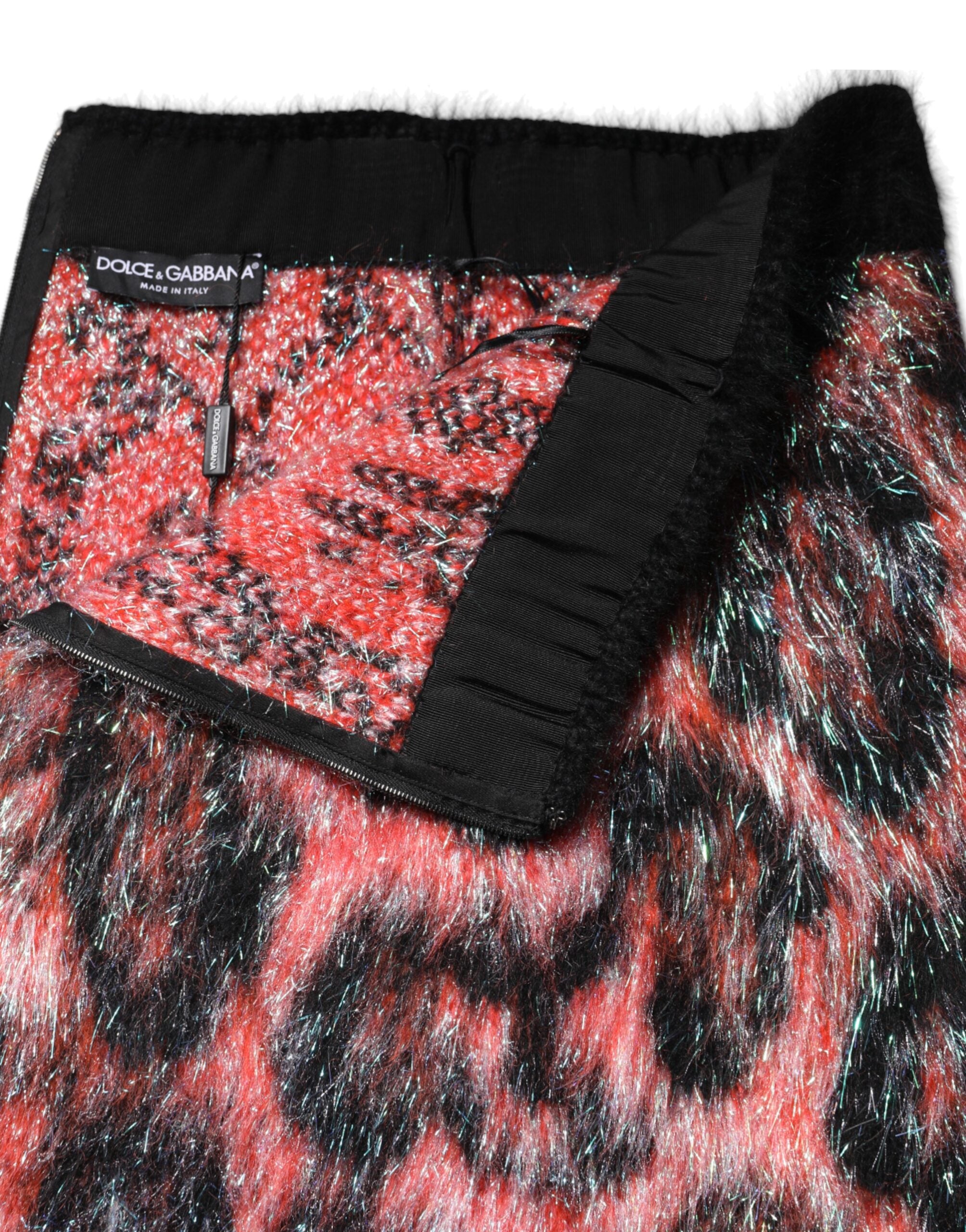 Dolce & Gabbana Multicolor Plush High Waist Mini Women's Skirt