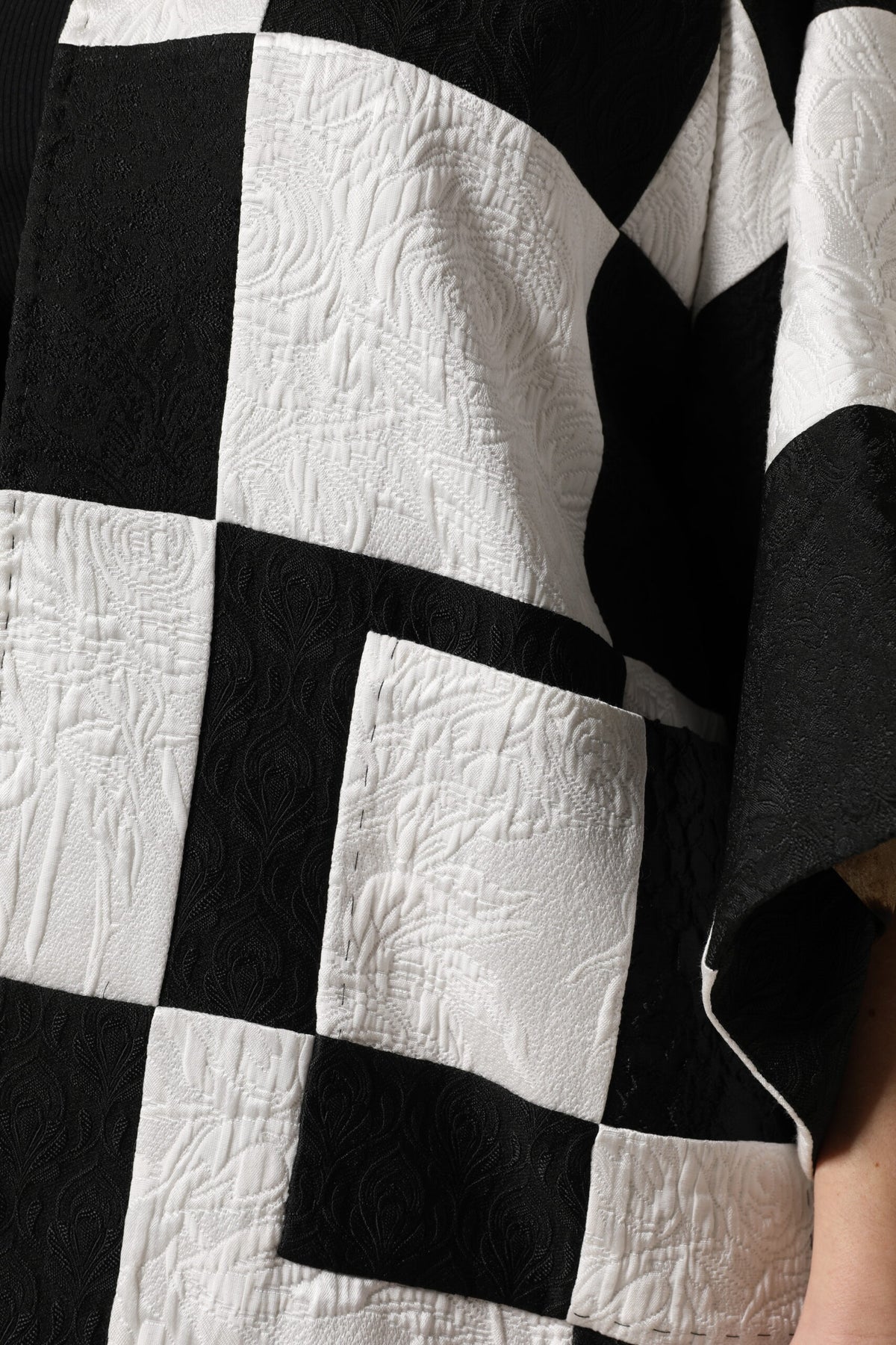 Dolce & Gabbana White Black Patchwork Jacquard Blazer Women's Jacket