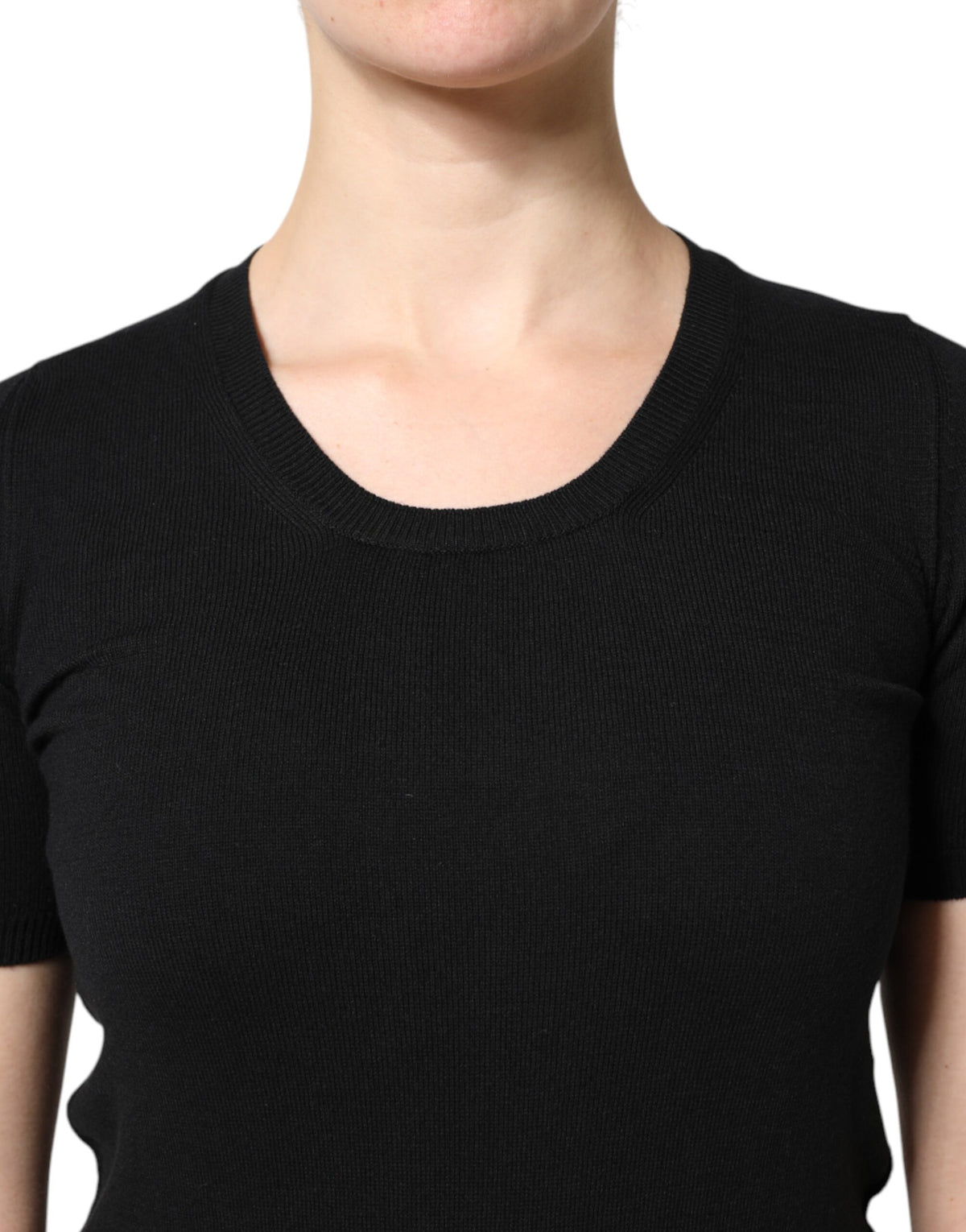Dolce & Gabbana Black Cotton Round Neck Short Sleeve Women's T-shirt