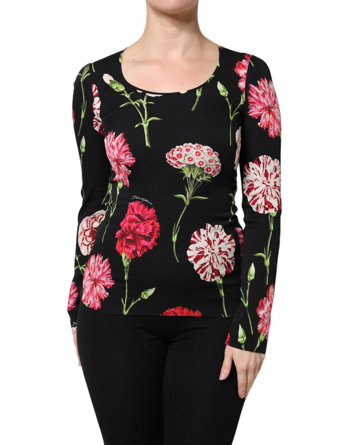 Dolce & Gabbana Black Floral Long Sleeve Women Blouse Women's Top