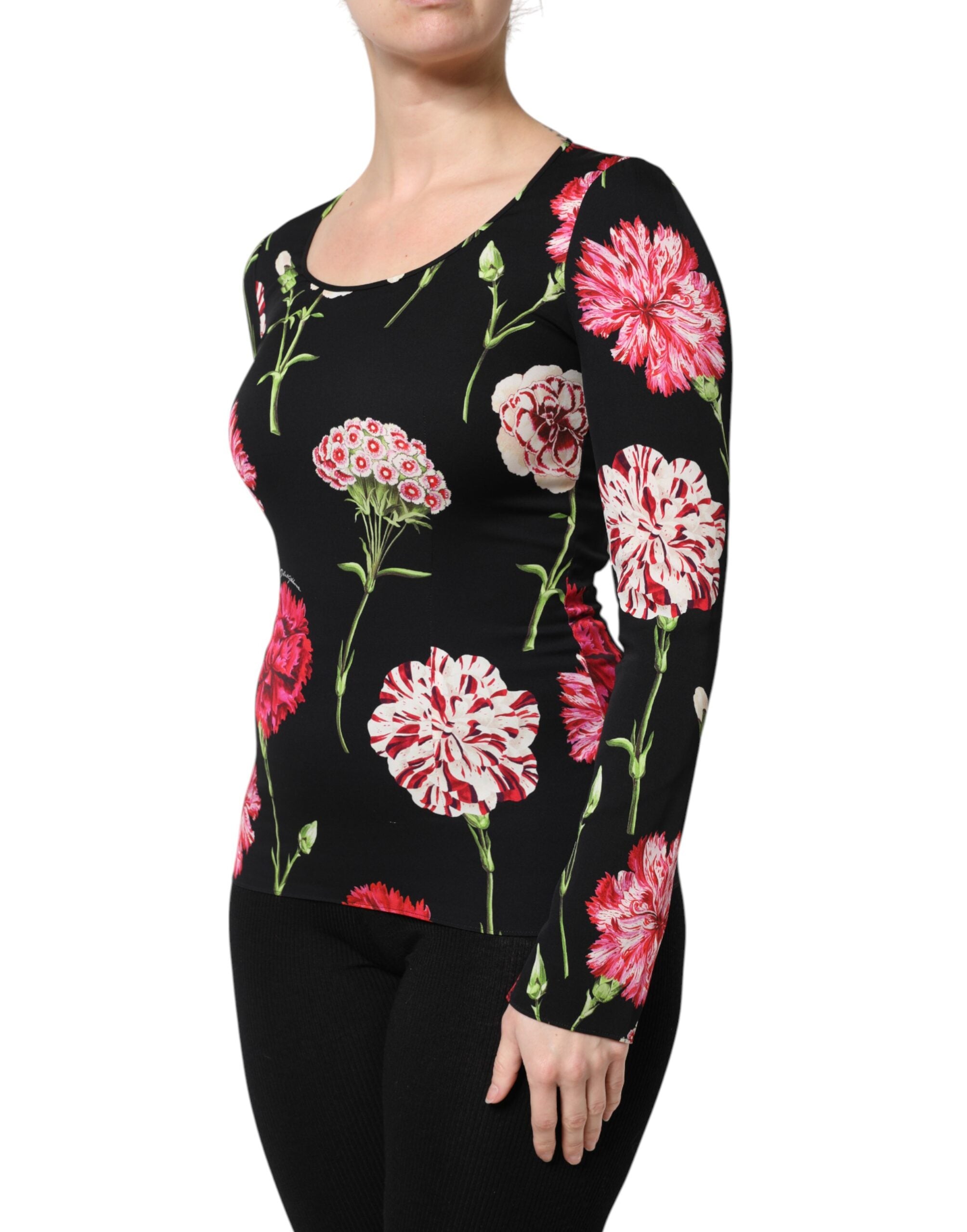 Dolce & Gabbana Black Floral Long Sleeve Women Blouse Women's Top