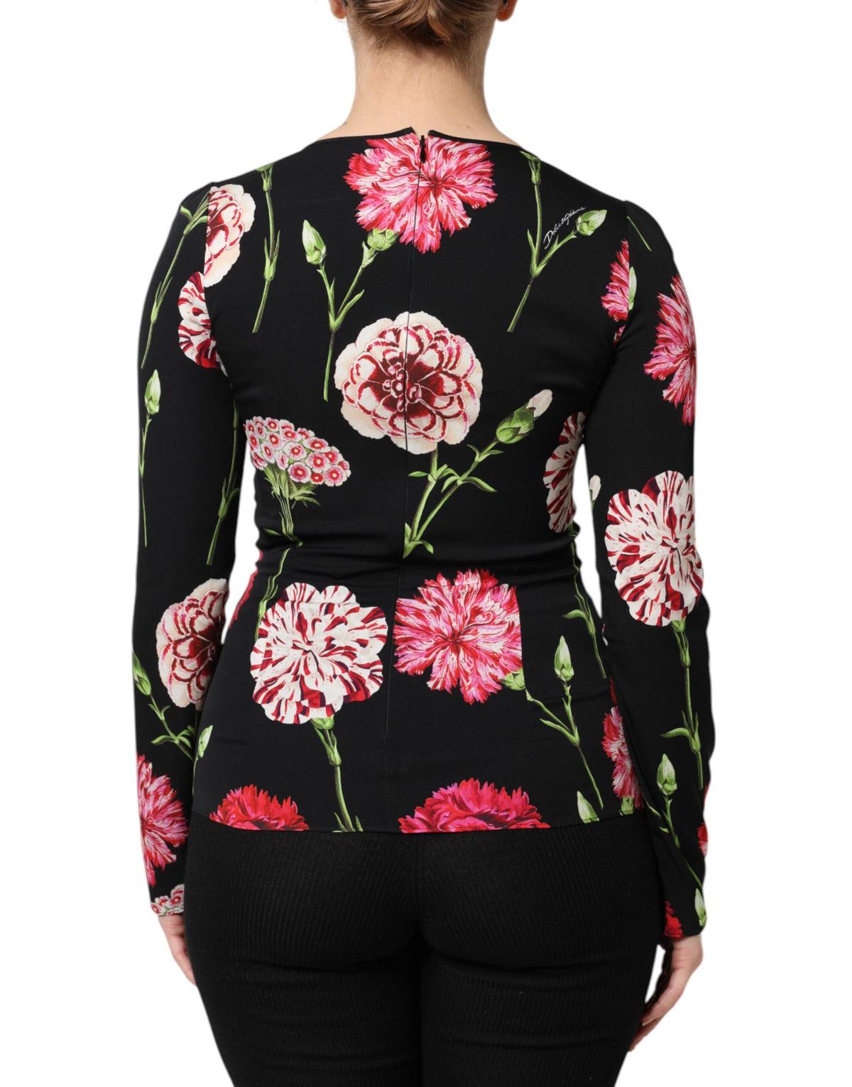 Dolce & Gabbana Black Floral Long Sleeve Women Blouse Women's Top