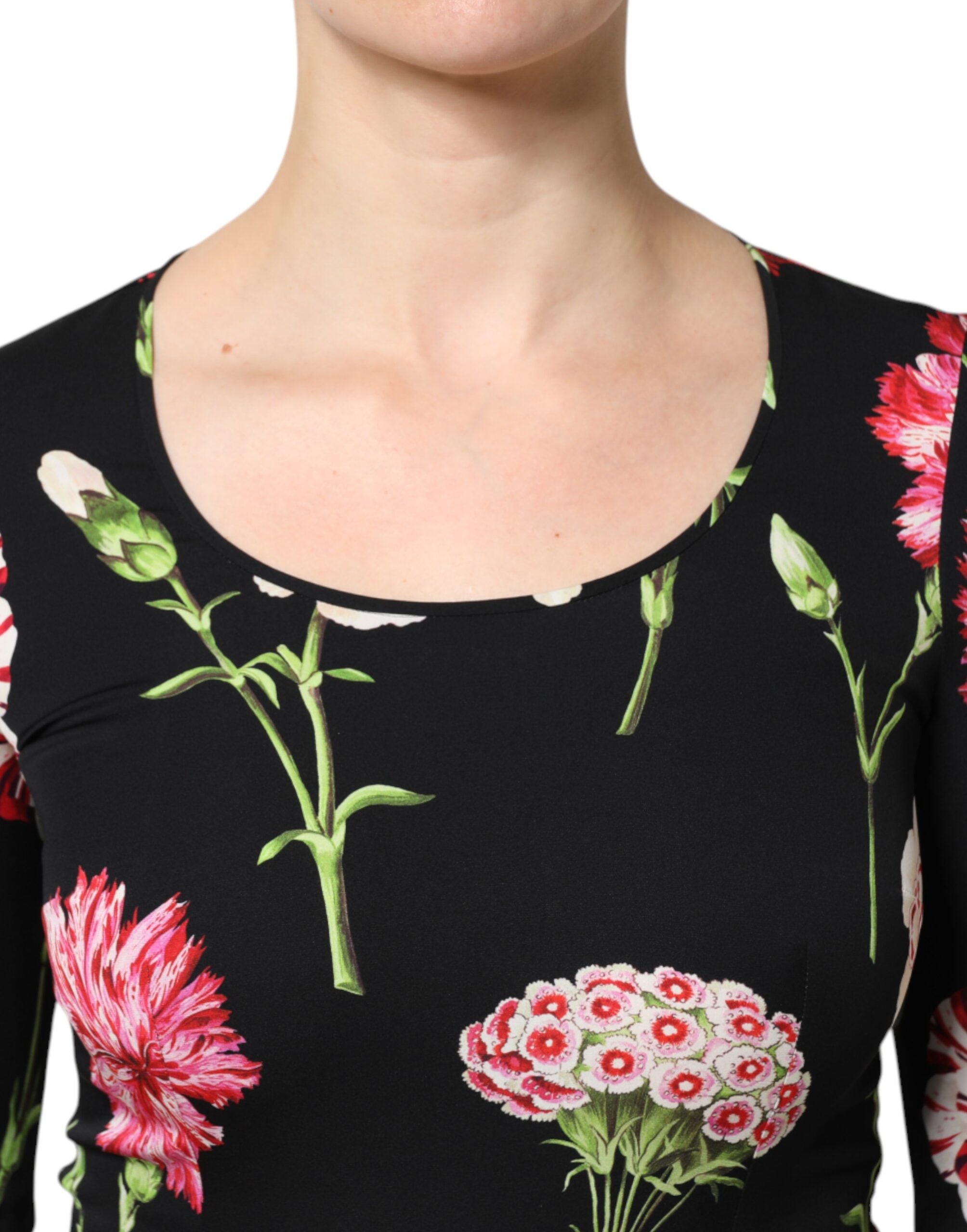 Dolce & Gabbana Black Floral Long Sleeve Women Blouse Women's Top