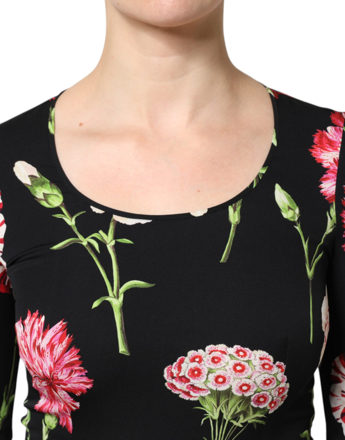 Dolce & Gabbana Black Floral Long Sleeve Women Blouse Women's Top