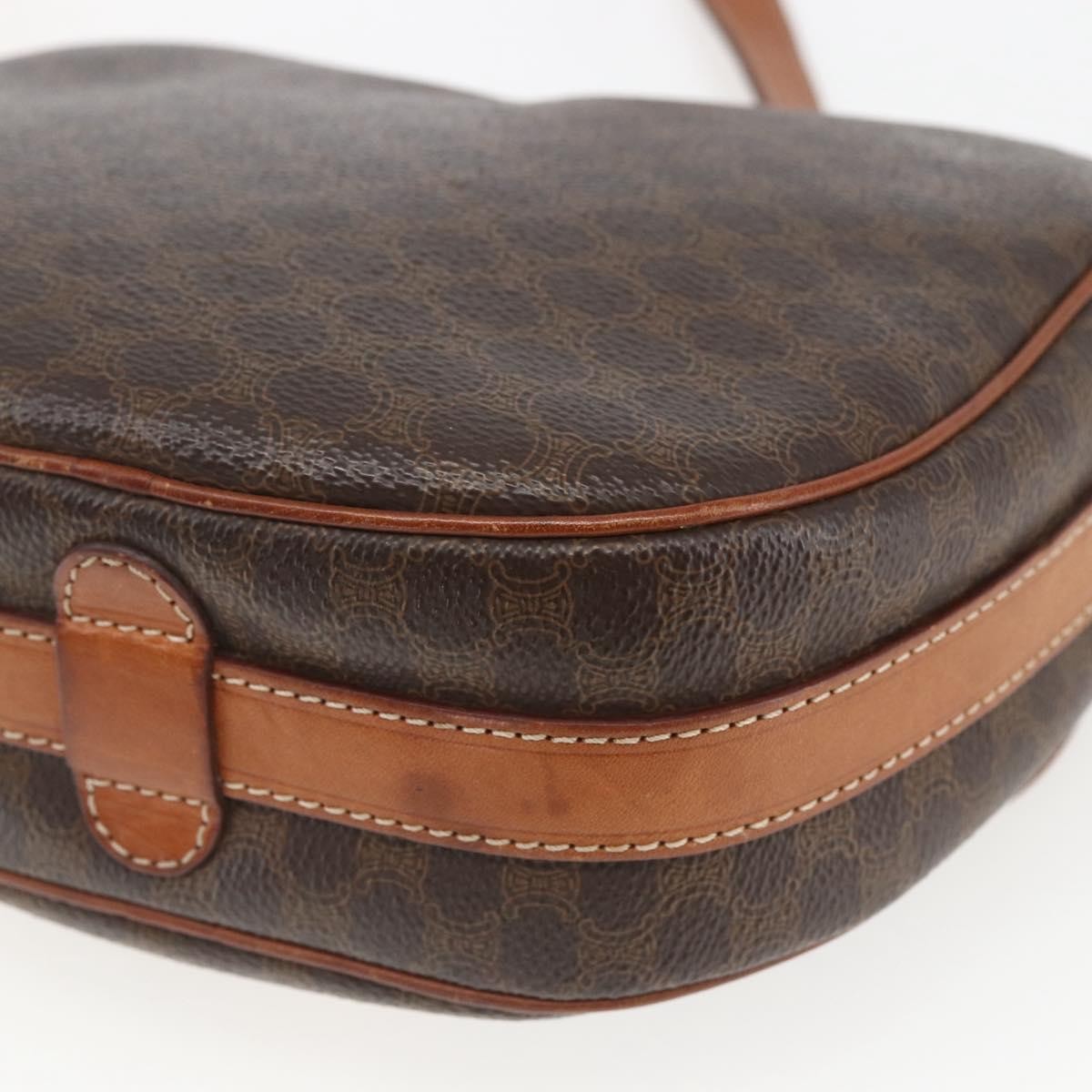 Celine Vintage Macadam Canvas And Leather Brown Canvas Shoulder Bag Bag (Pre-Owned)