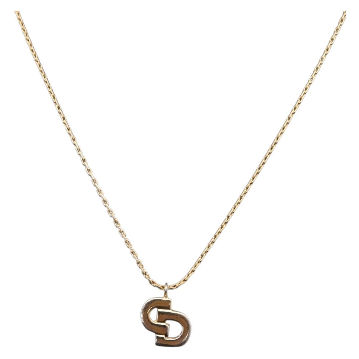 Christian Dior Cd Pendant Metal Gold Metal Necklace Jewelry (Pre-Owned)