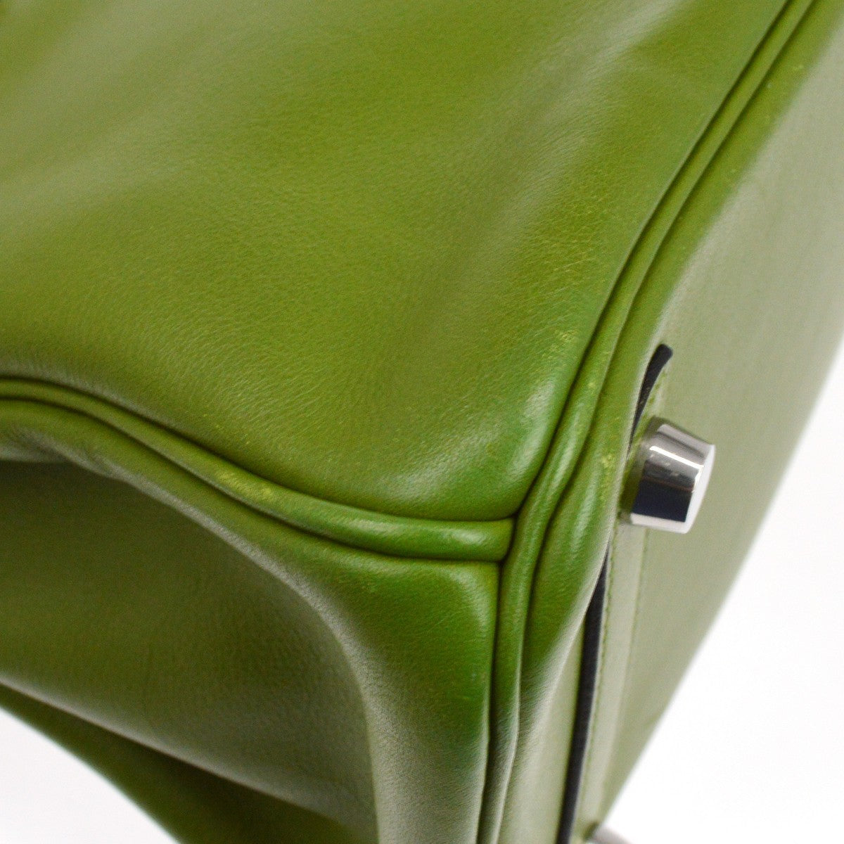 Hermes Birkin Green Swift With Palladium Hardware Green Leather Handbag (Pre-Owned)