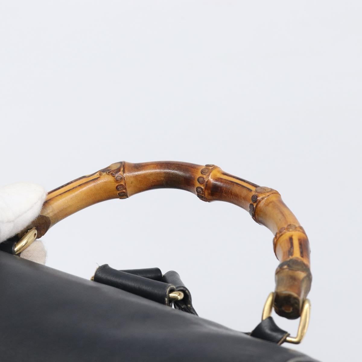 Gucci Vintage Bamboo Leather Black Leather Backpack Bag (Pre-Owned)