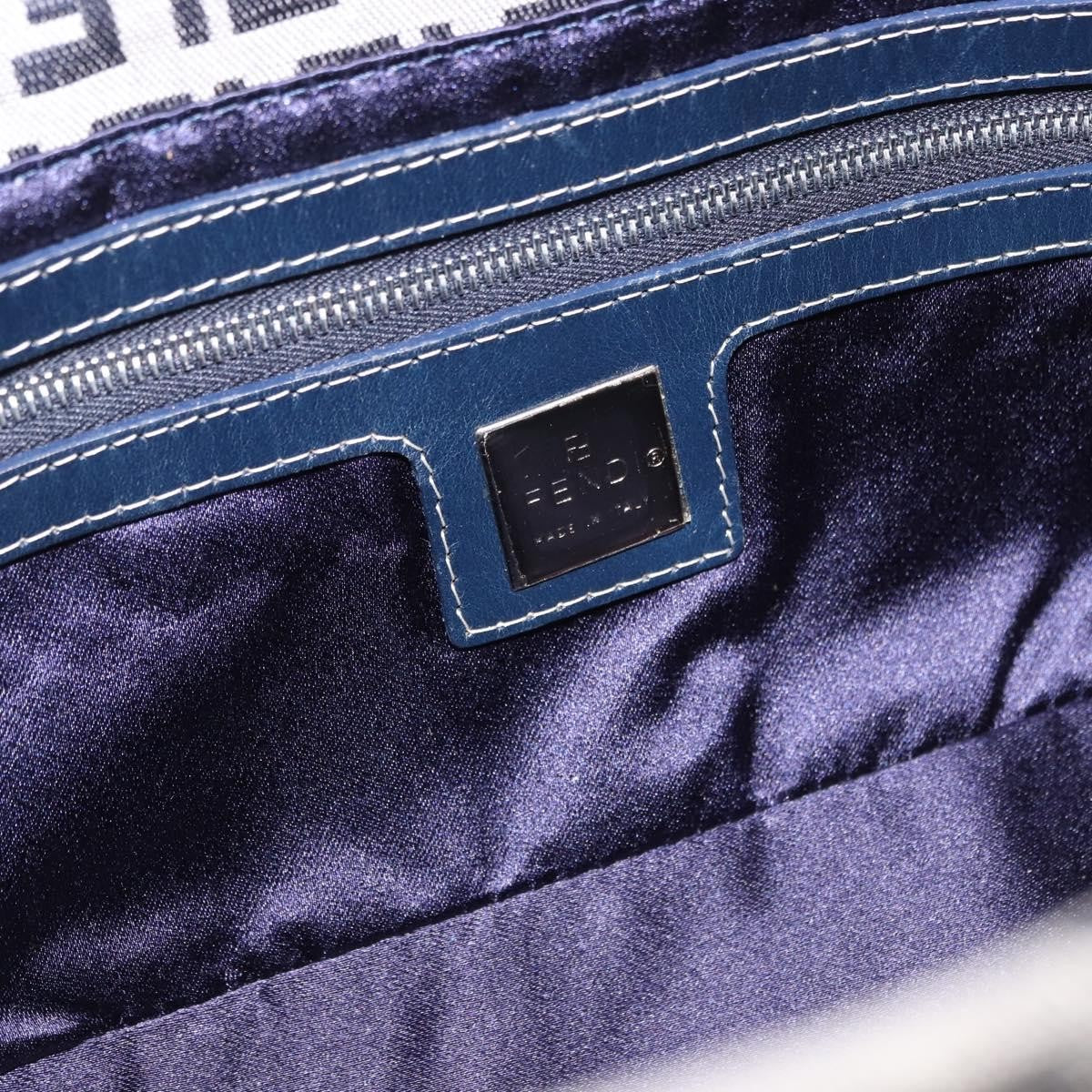 Fendi Baguette Zucchino Canvas Navy Canvas Handbag (Pre-Owned)
