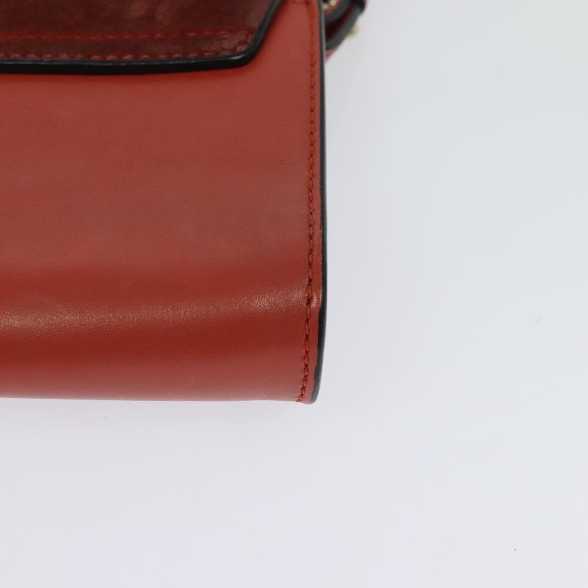 Chloe Faye Leather And Suede Red Leather Shoulder Bag Bag (Pre-Owned)