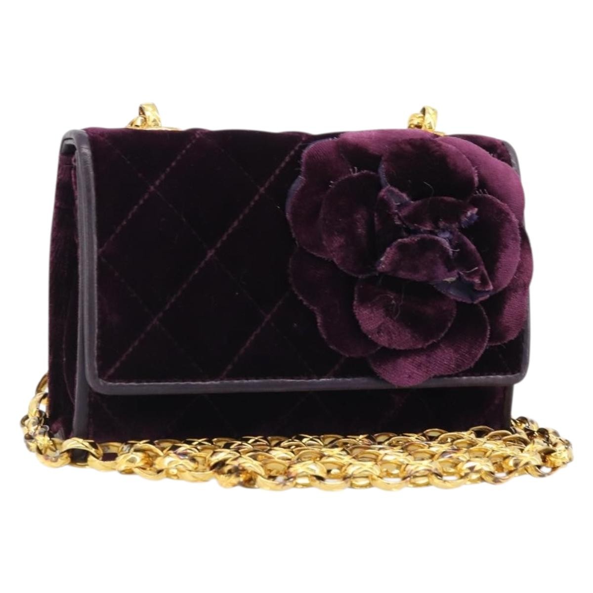 Chanel Wallet On Chain Quilted Velvet Purple Velvet Handbag (Pre-Owned)