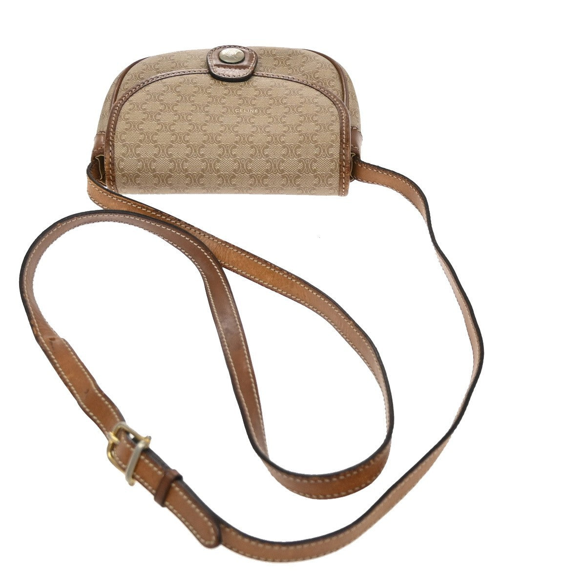 Celine Besace Flap Triomphe Coated Canvas Brown Canvas Handbag (Pre-Owned)