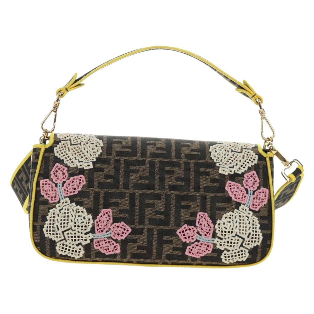 Fendi Mamma Baguette Zucca Jacquard Velvet Multicolour Canvas Shoulder Bag Bag (Pre-Owned)