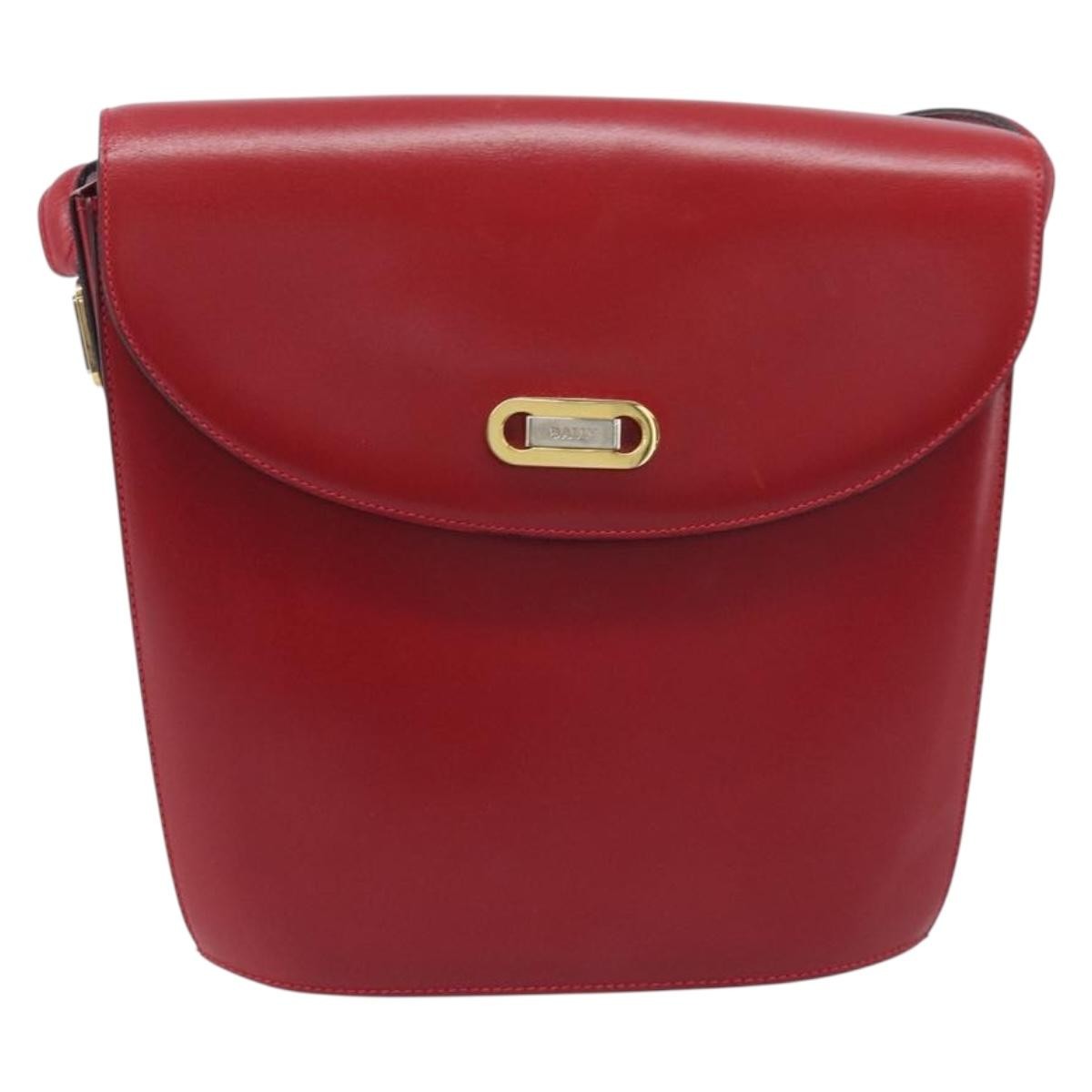 Bally Vintage Leather Red Leather Shoulder Bag Bag (Pre-Owned)