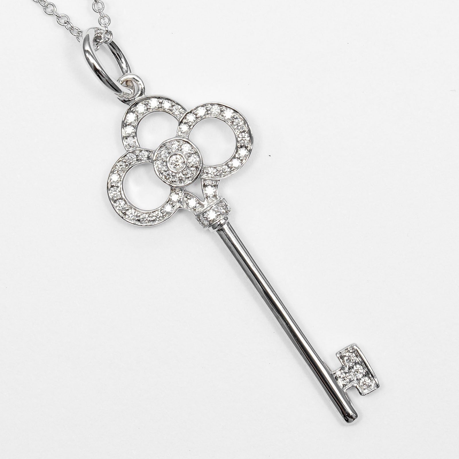 Tiffany & Co. Crown Key Pendant 18K White Gold With Diamonds Silver White_Gold Necklace Jewelry (Pre-Owned)