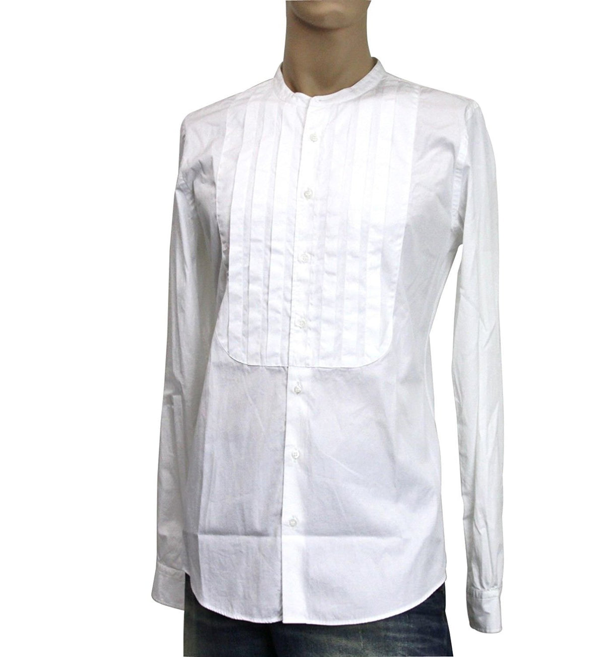 Gucci Men's White Cotton Banded Skinny Shirt