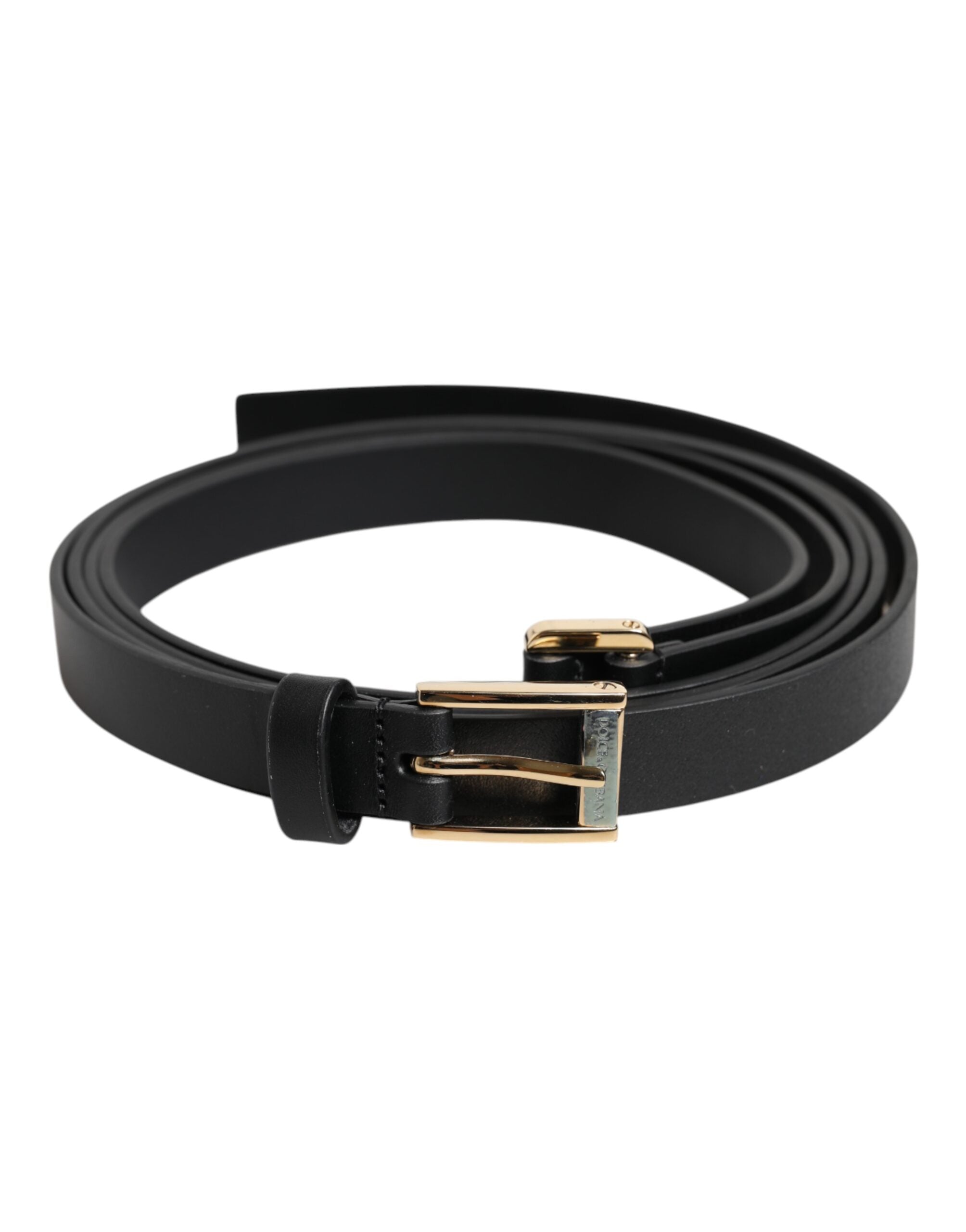Dolce & Gabbana Black Classic Gold Metal Logo Buckle Men's Belt