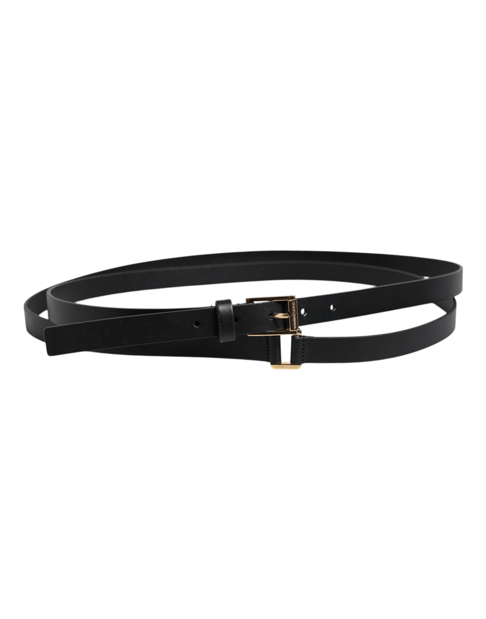 Dolce & Gabbana Black Classic Gold Metal Logo Buckle Men's Belt