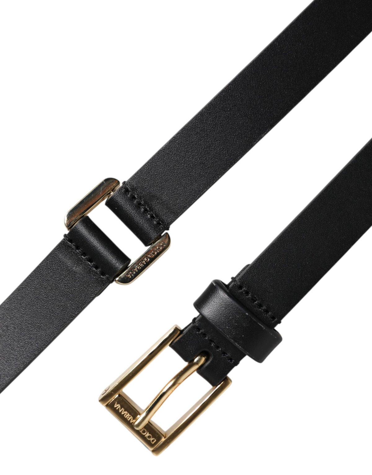 Dolce & Gabbana Black Classic Gold Metal Logo Buckle Men's Belt