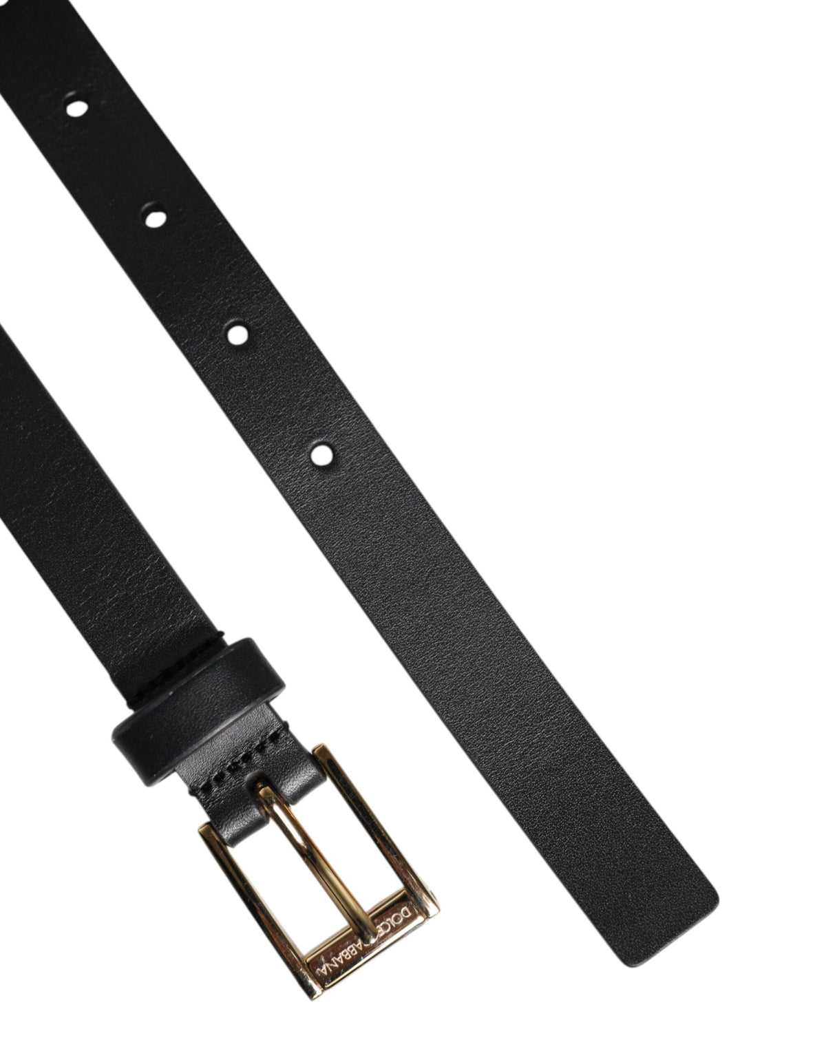 Dolce & Gabbana Black Classic Gold Metal Logo Buckle Men's Belt