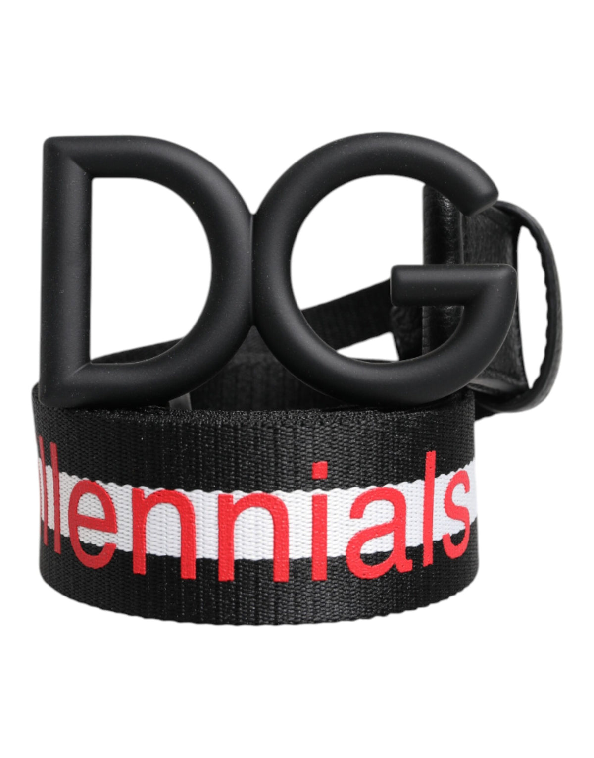 Dolce & Gabbana Black Polyester Logo Print DG Buckle Men display picture 2