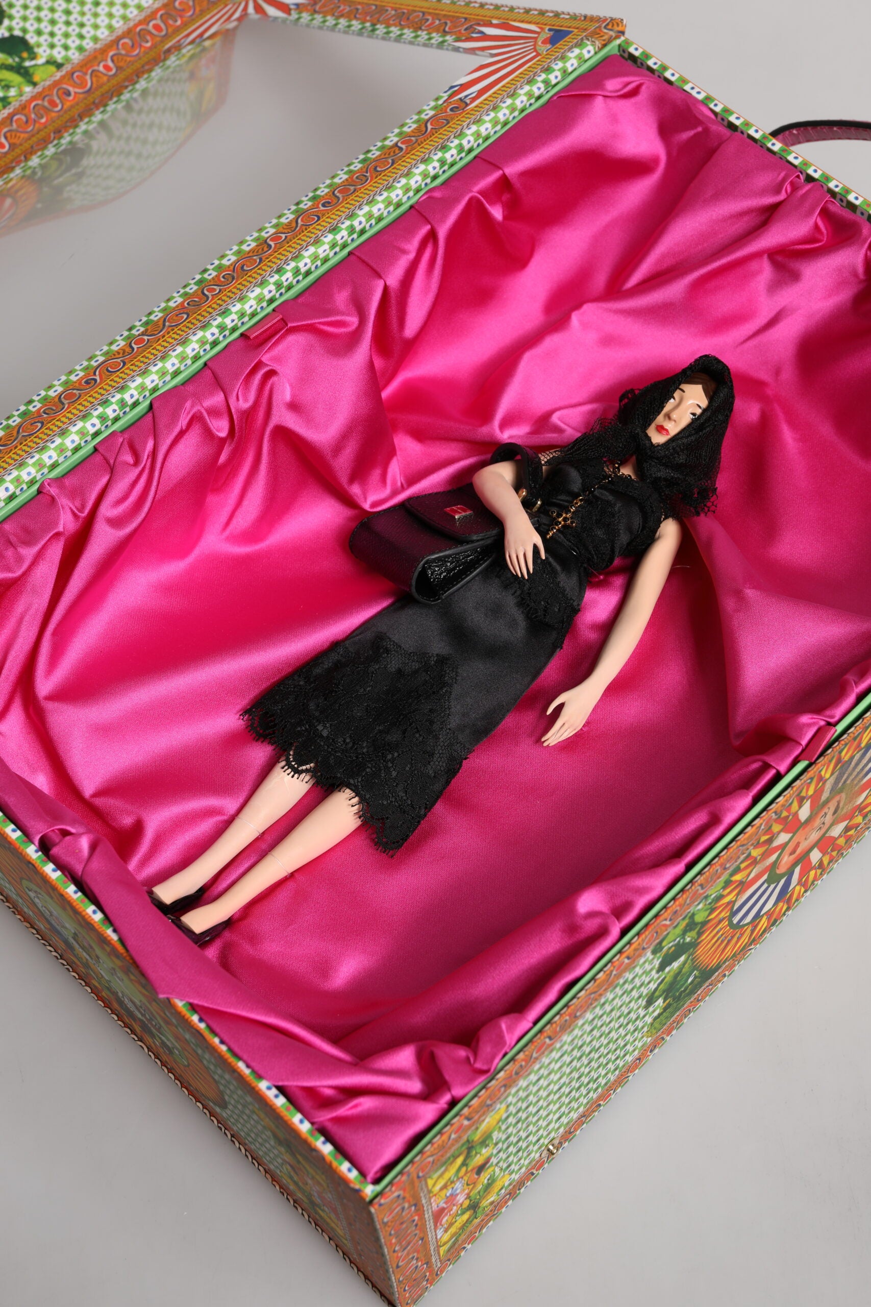 Dolce & Gabbana Black Dress Ceramic Porcelain Fashion Leather Sicily Women's Dolls