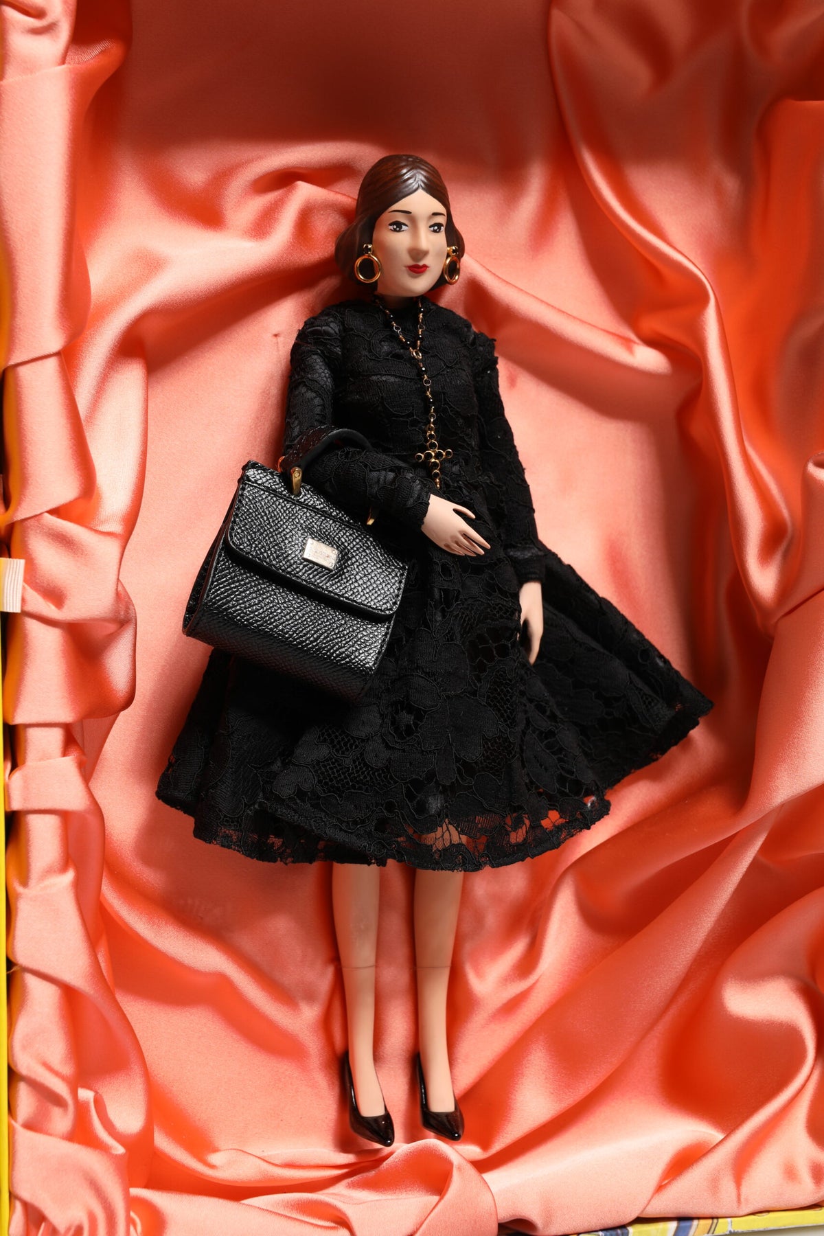 Dolce & Gabbana Black Dress Ceramic Porcelain Fashion Leather Sicily Women's Dolls
