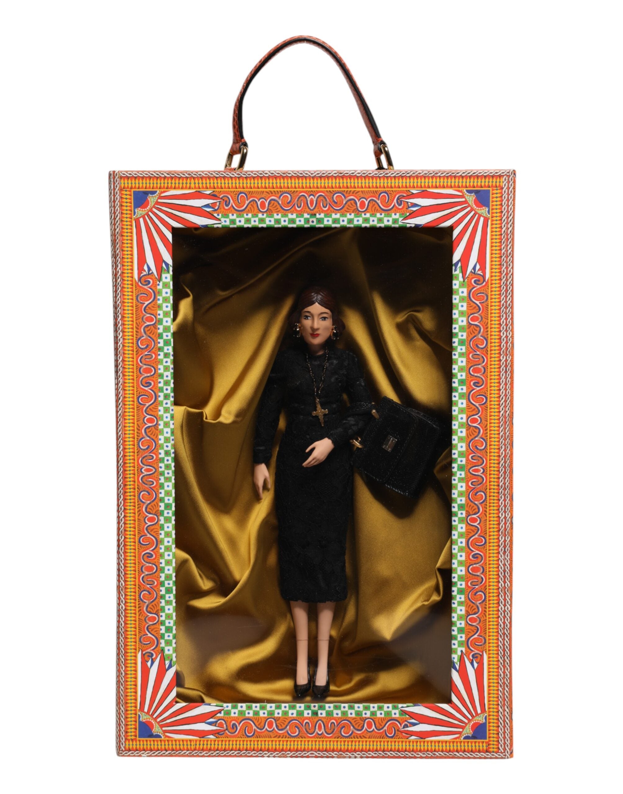 Dolce & Gabbana Black Dress Ceramic Porcelain Fashion Leather Sicily Women's Dolls