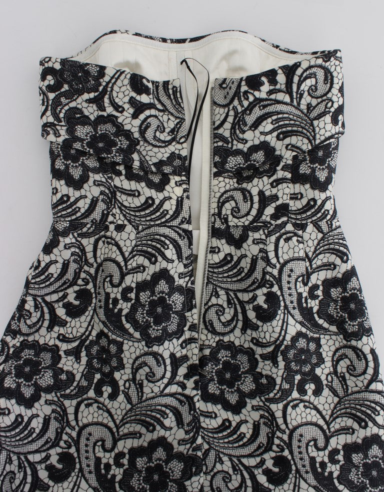 Dolce & Gabbana White Floral Lace Silk Corset Maxi Women's Dress