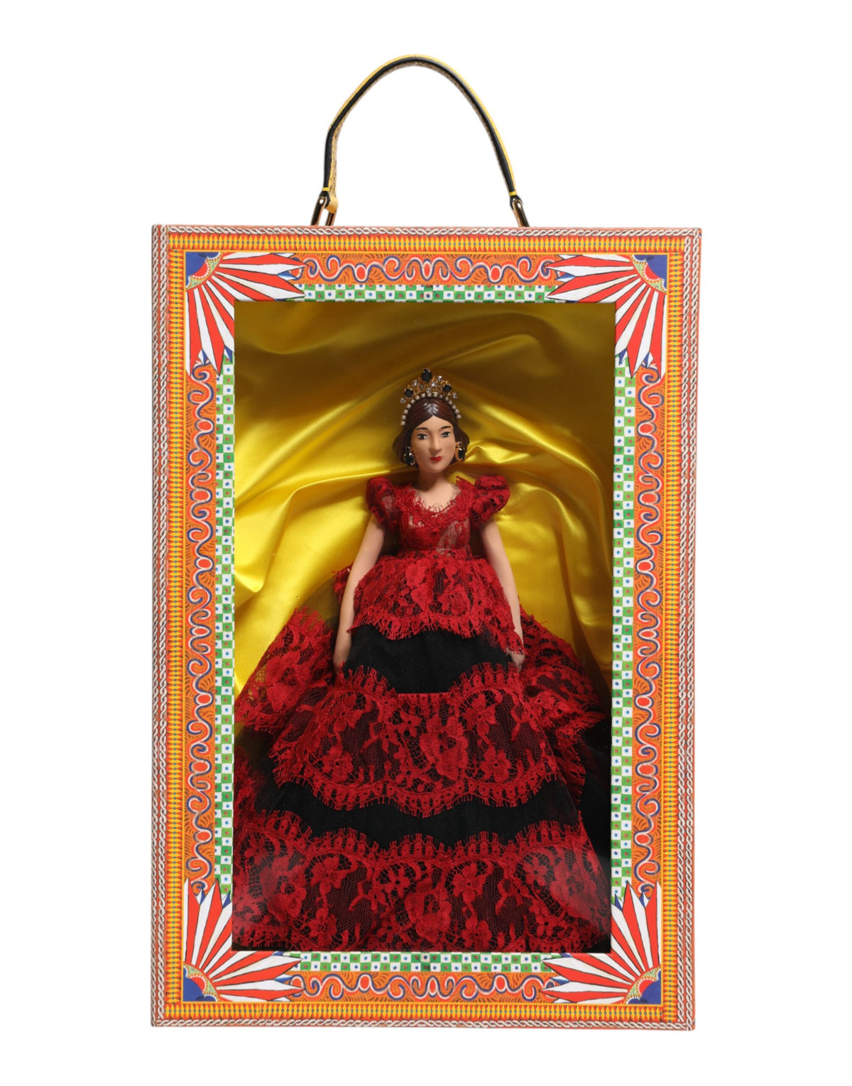Dolce & Gabbana Red Dress Ceramic Porcelain Fashion Box Leather Sicily Women's Dolls