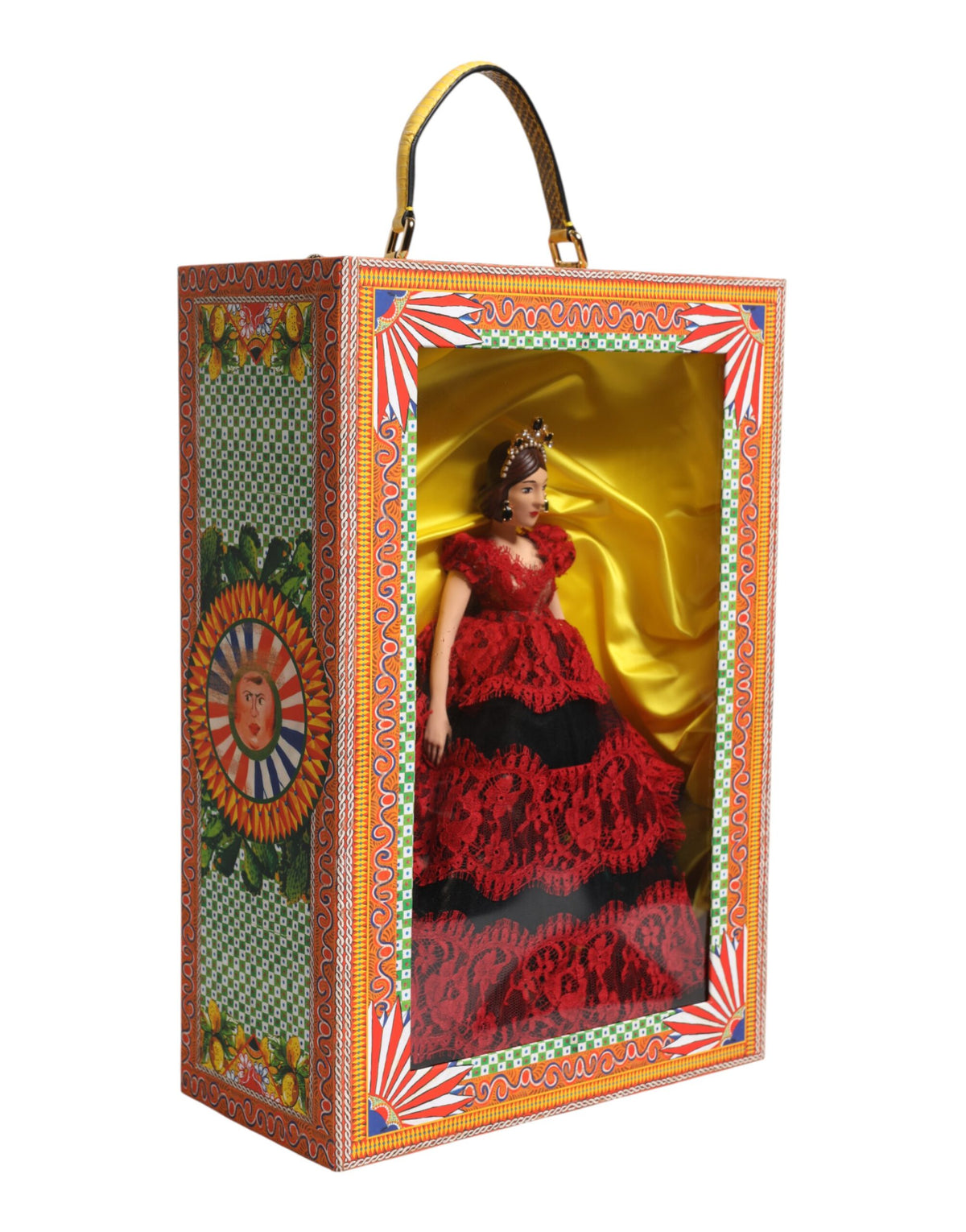 Dolce & Gabbana Red Dress Ceramic Porcelain Fashion Box Leather Sicily Women's Dolls