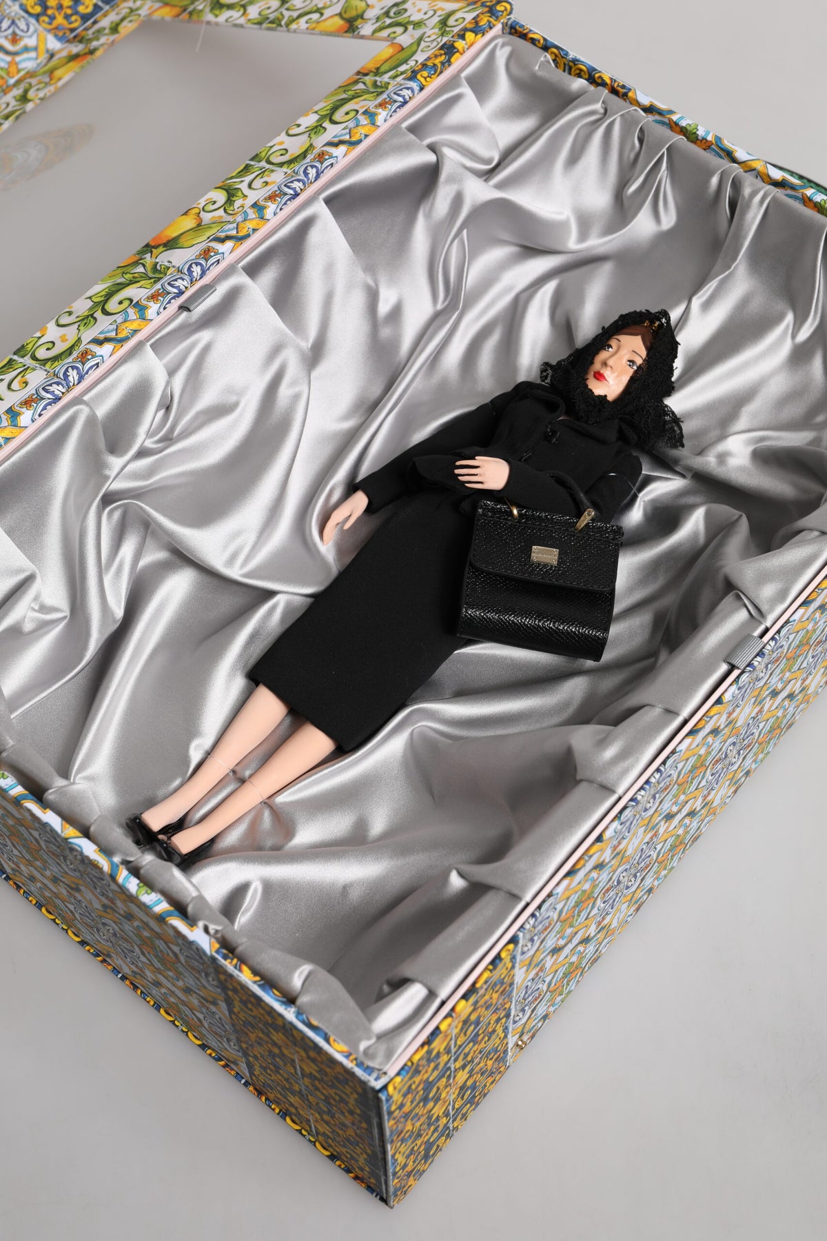 Dolce & Gabbana Black Dress Ceramic Porcelain Fashion Leather Sicily Women's Dolls