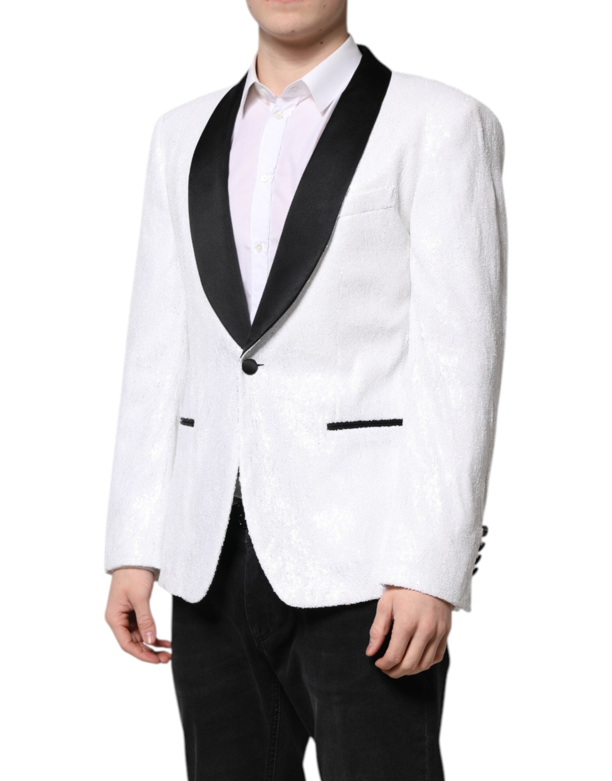 Dolce & Gabbana White Nylon Single Breasted Coat Men's Blazer