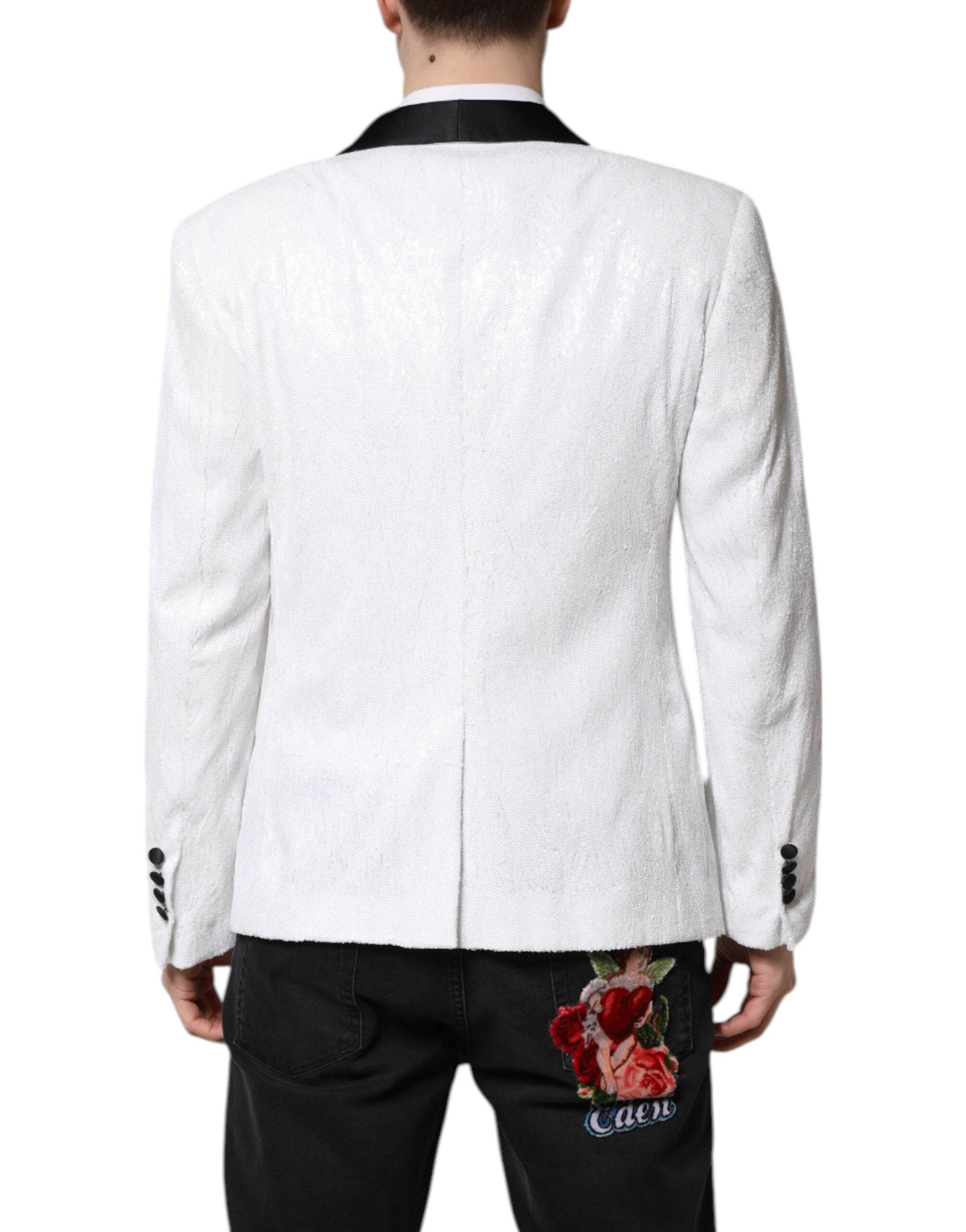 Dolce & Gabbana White Nylon Single Breasted Coat Men's Blazer