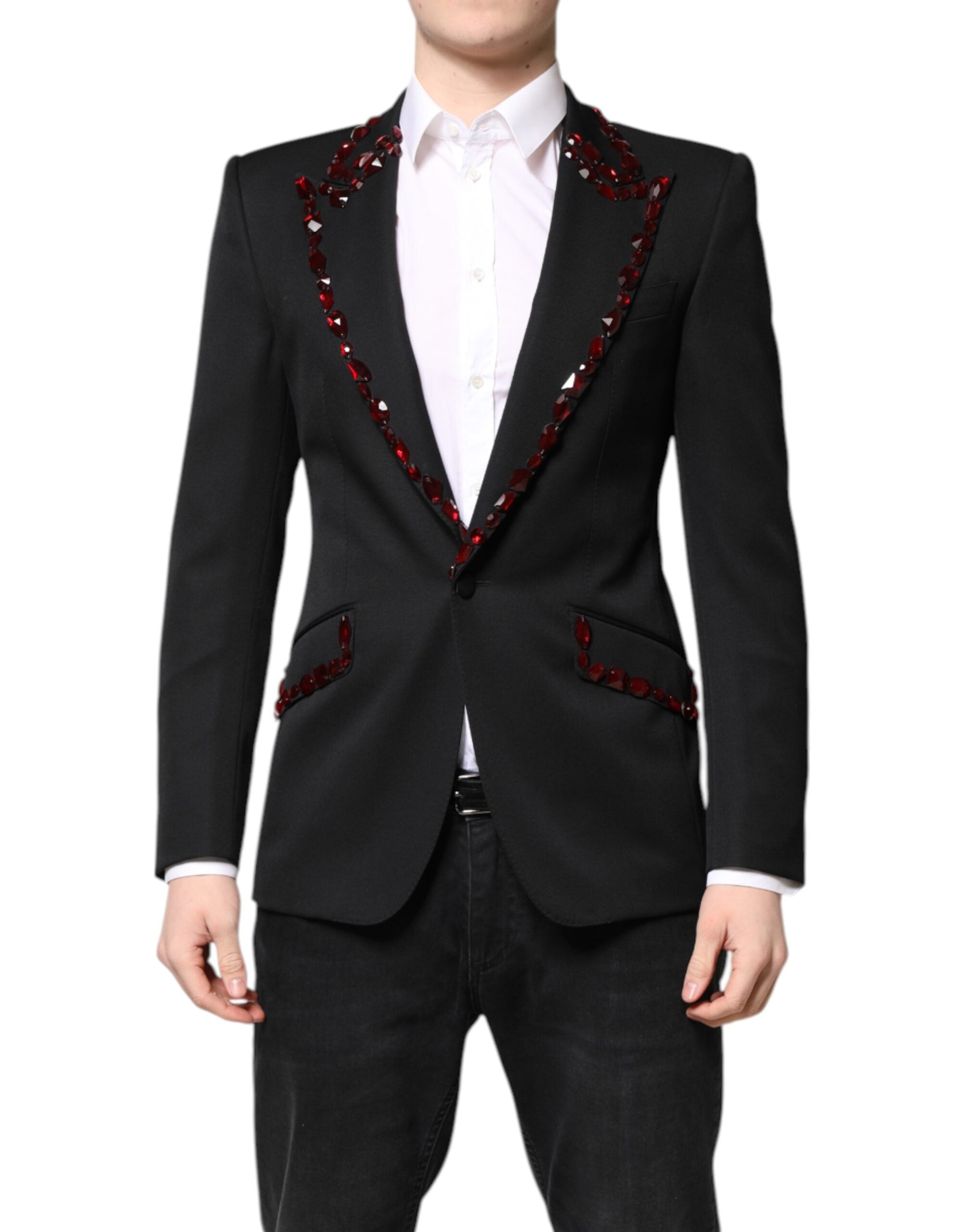 Dolce & Gabbana Black SICILIA CrystalEmbellished Coat Men's Blazer
