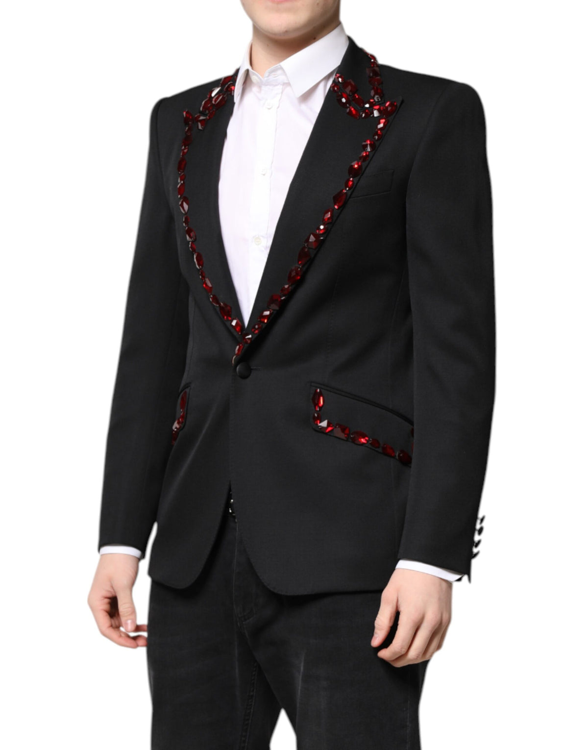 Dolce & Gabbana Black SICILIA CrystalEmbellished Coat Men's Blazer