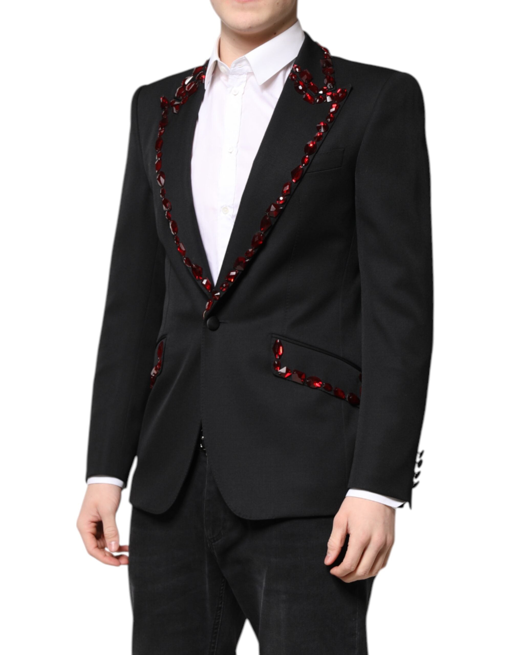 Dolce & Gabbana Black SICILIA CrystalEmbellished Coat Men's Blazer