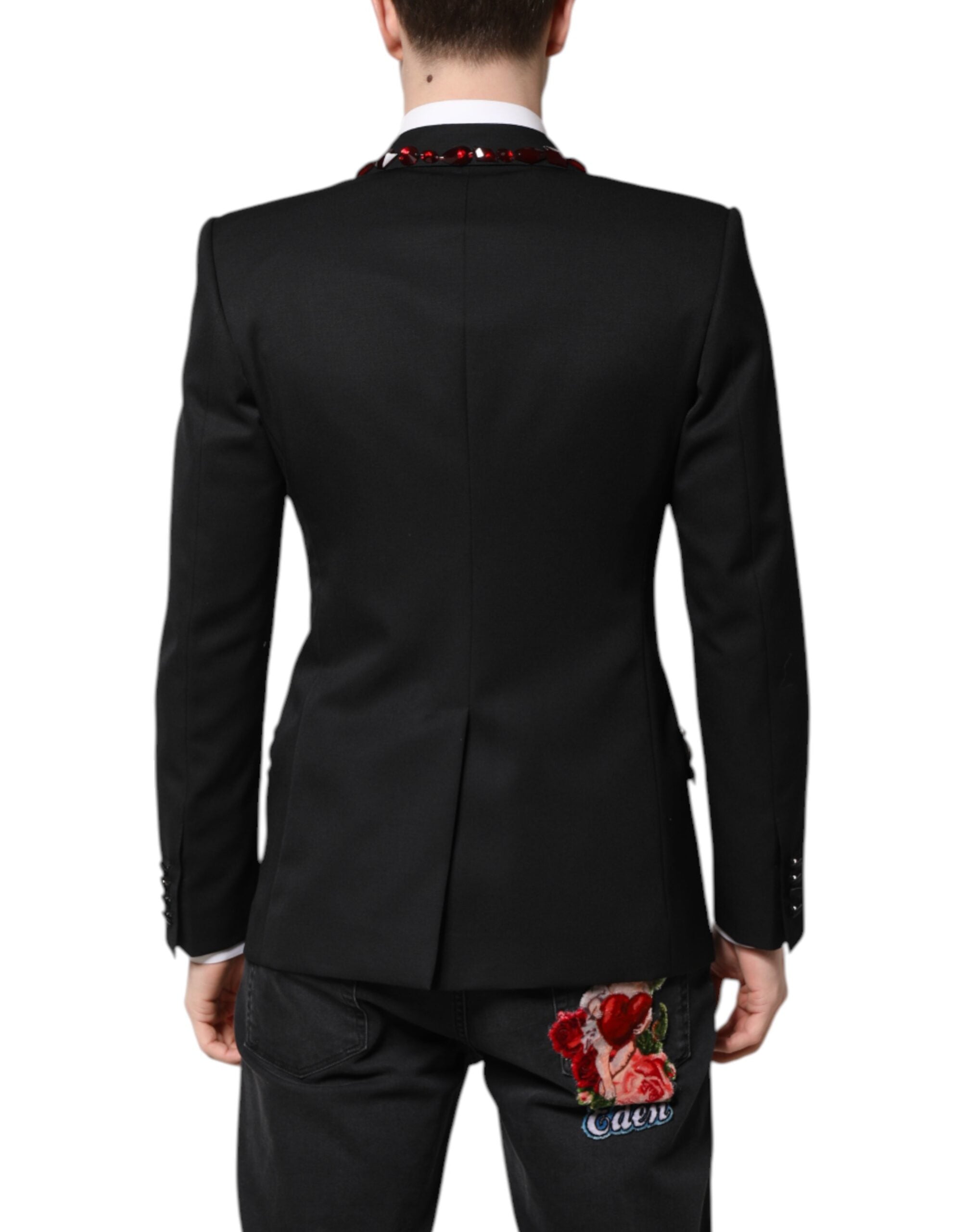 Dolce & Gabbana Black SICILIA CrystalEmbellished Coat Men's Blazer