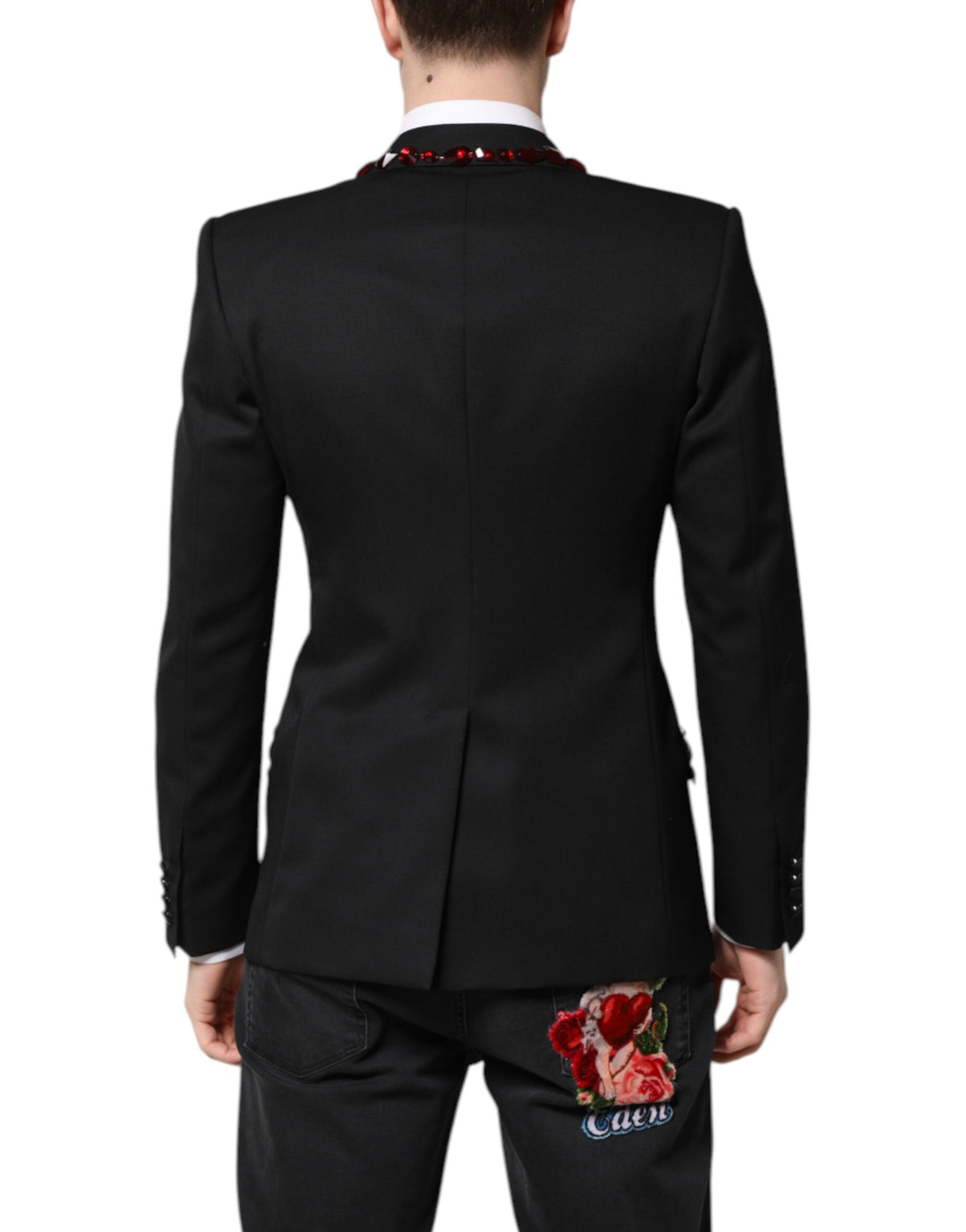 Dolce & Gabbana Black SICILIA CrystalEmbellished Coat Men's Blazer