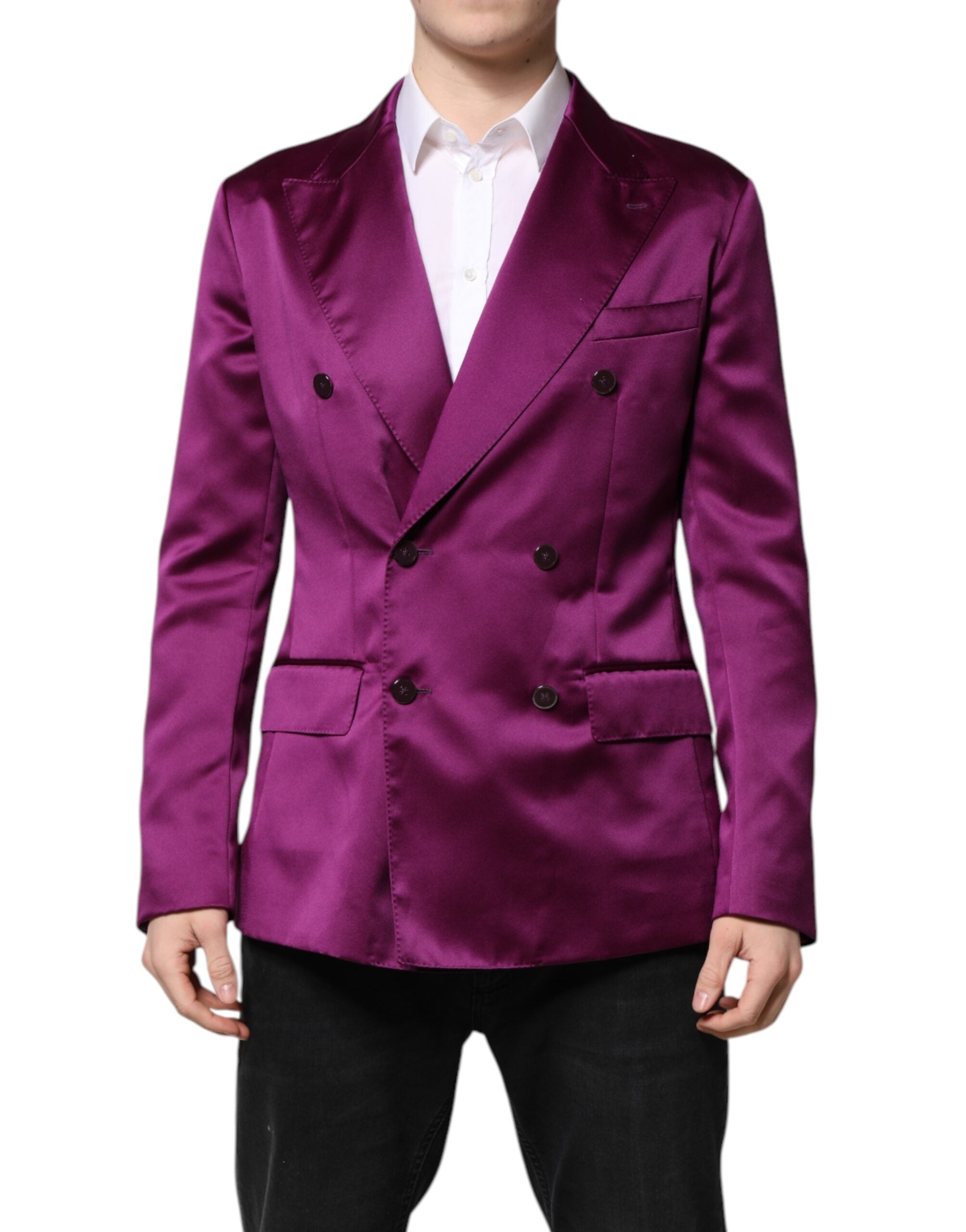 Dolce & Gabbana Purple Double Breasted Men Suit Coat Men's Blazer