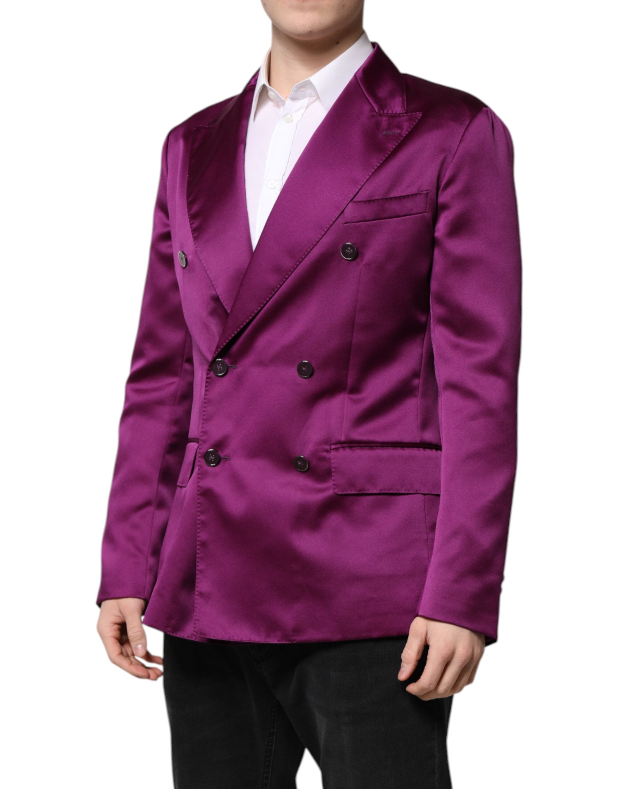 Dolce & Gabbana Purple Double Breasted Men Suit Coat Men's Blazer