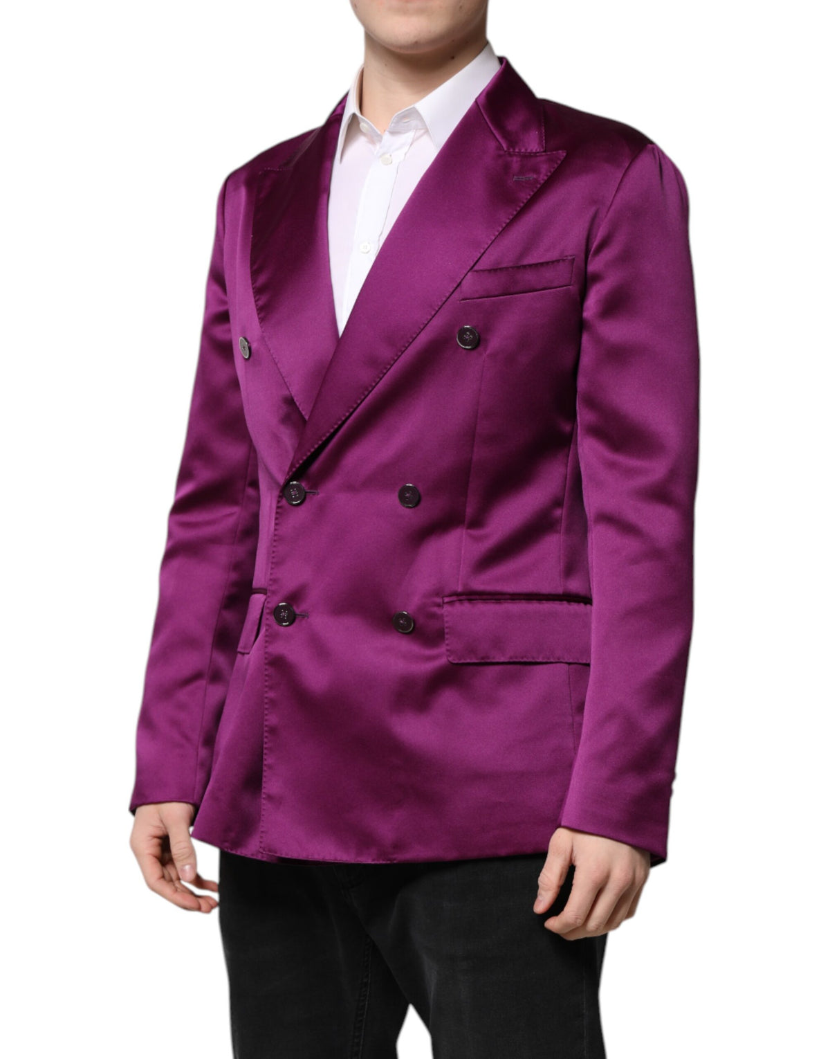 Dolce & Gabbana Purple Double Breasted Men Suit Coat Men's Blazer