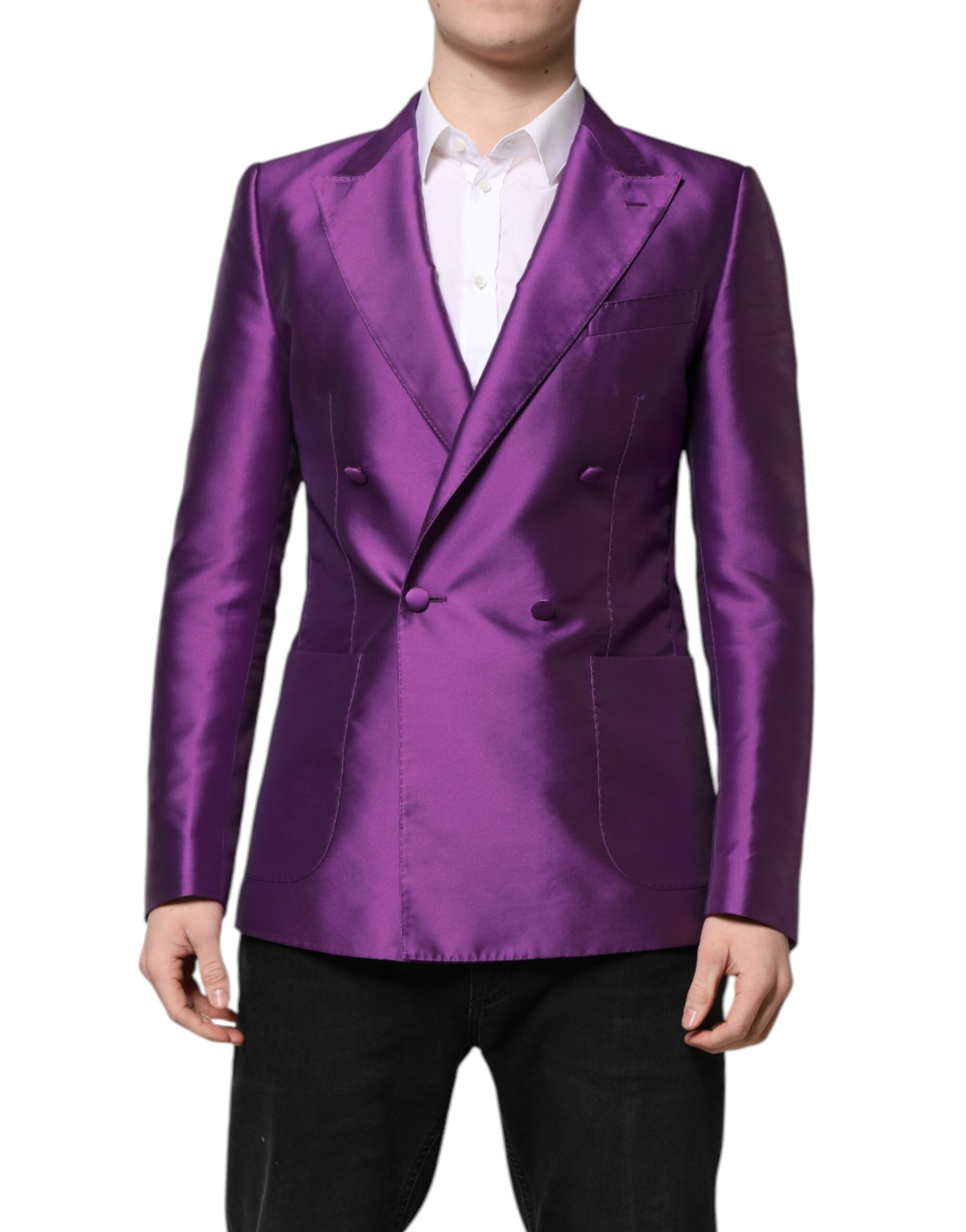 Dolce & Gabbana Purple Double Breasted Men Suit Coat Men's Blazer