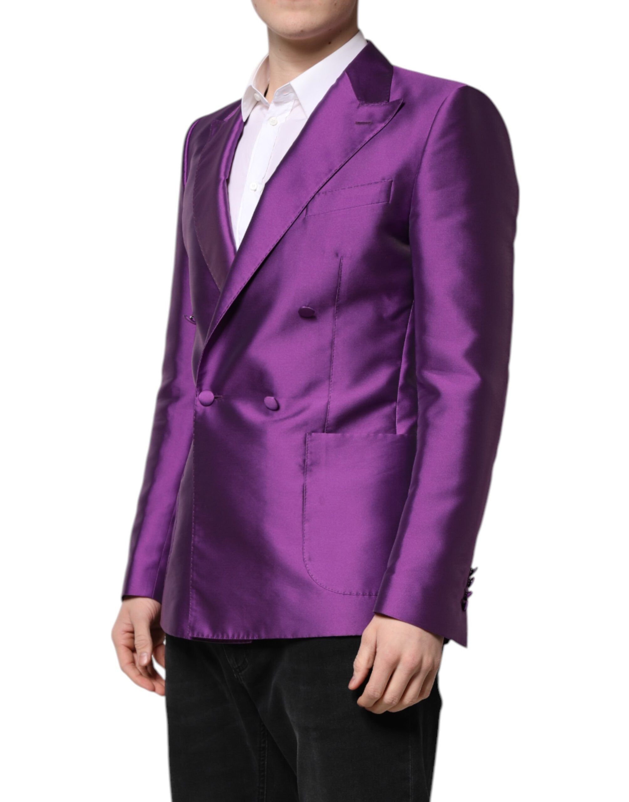 Dolce & Gabbana Purple Double Breasted Men Suit Coat Men's Blazer
