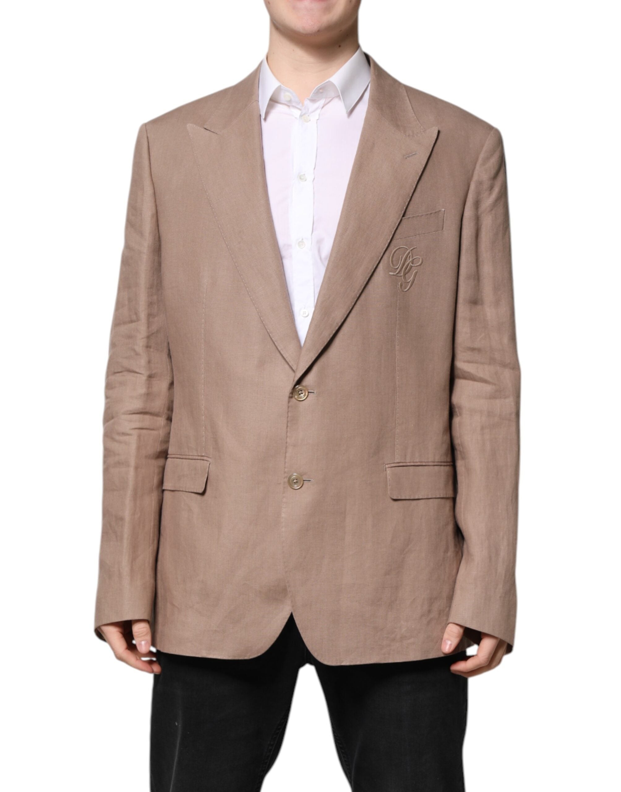 Dolce & Gabbana Beige TAORMINA Single Breasted Coat Men's Blazer